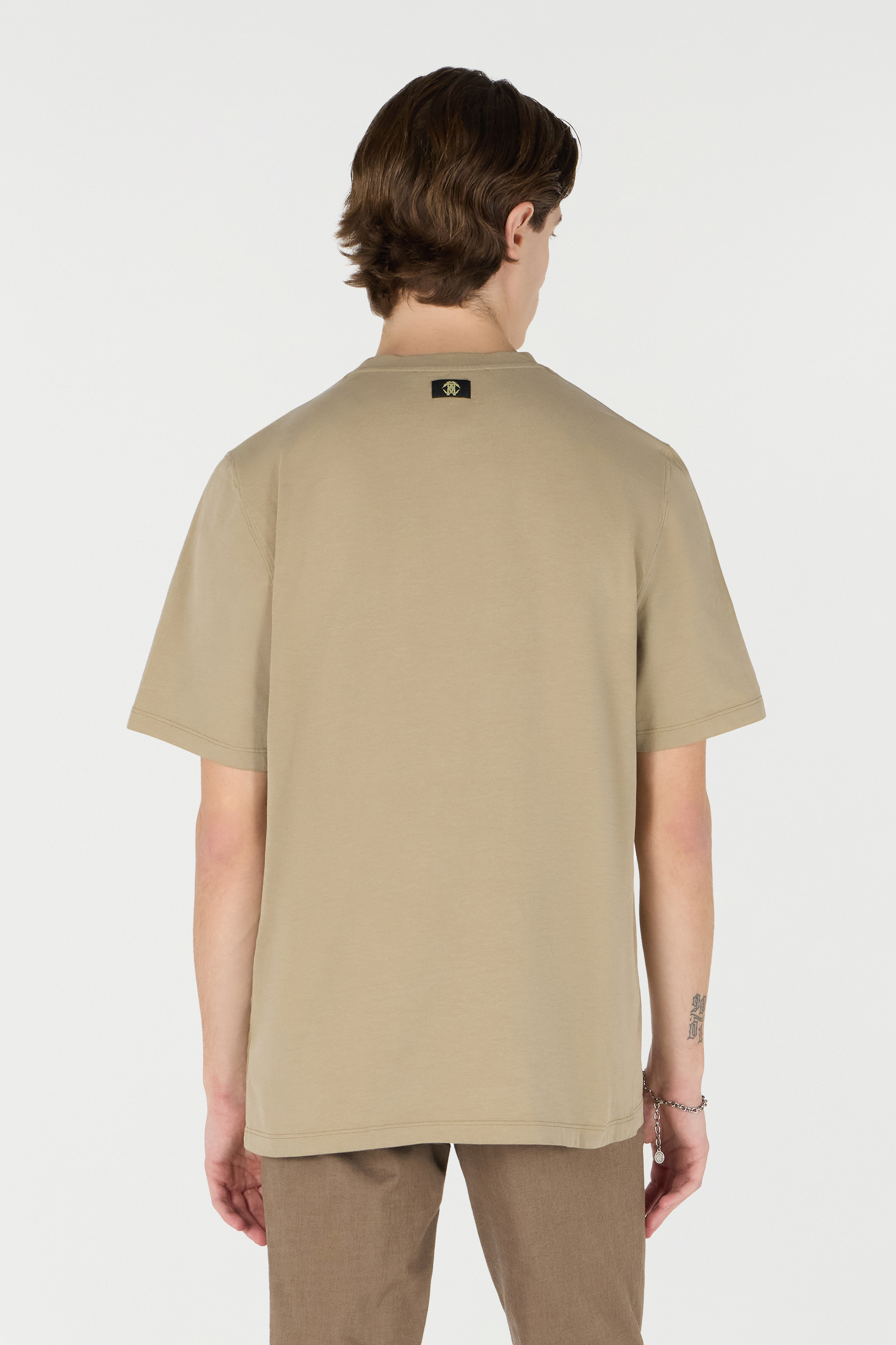  Roberto Cavalli T-shirt With Distressed-effect Mirror Snake Monogram Print - Male Ready To Wear Brown L 