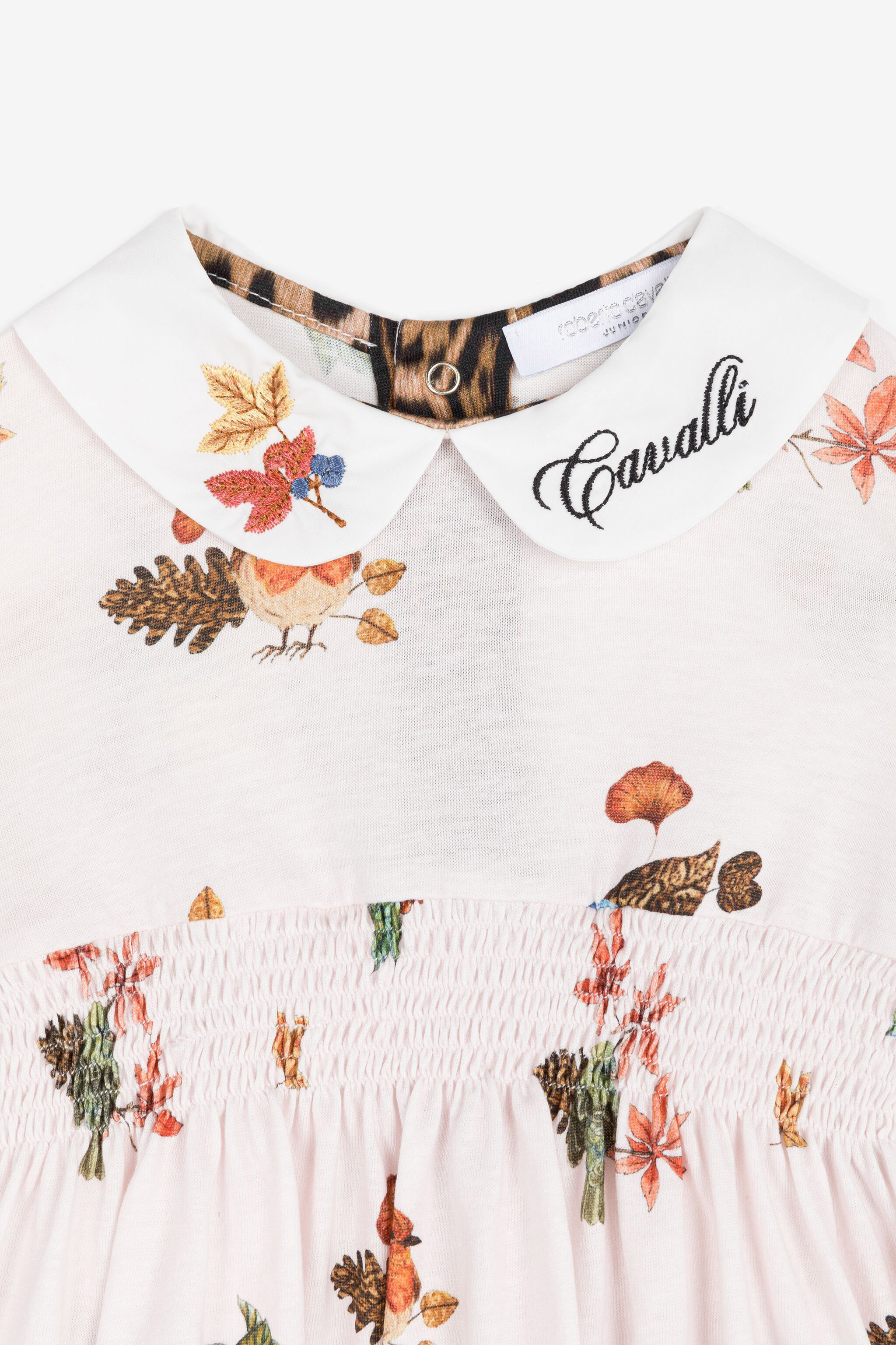 ROBERTO CAVALLI BAUMWOLLKLEID MIT VOGEL- UND LEOPARDEN-PRINT