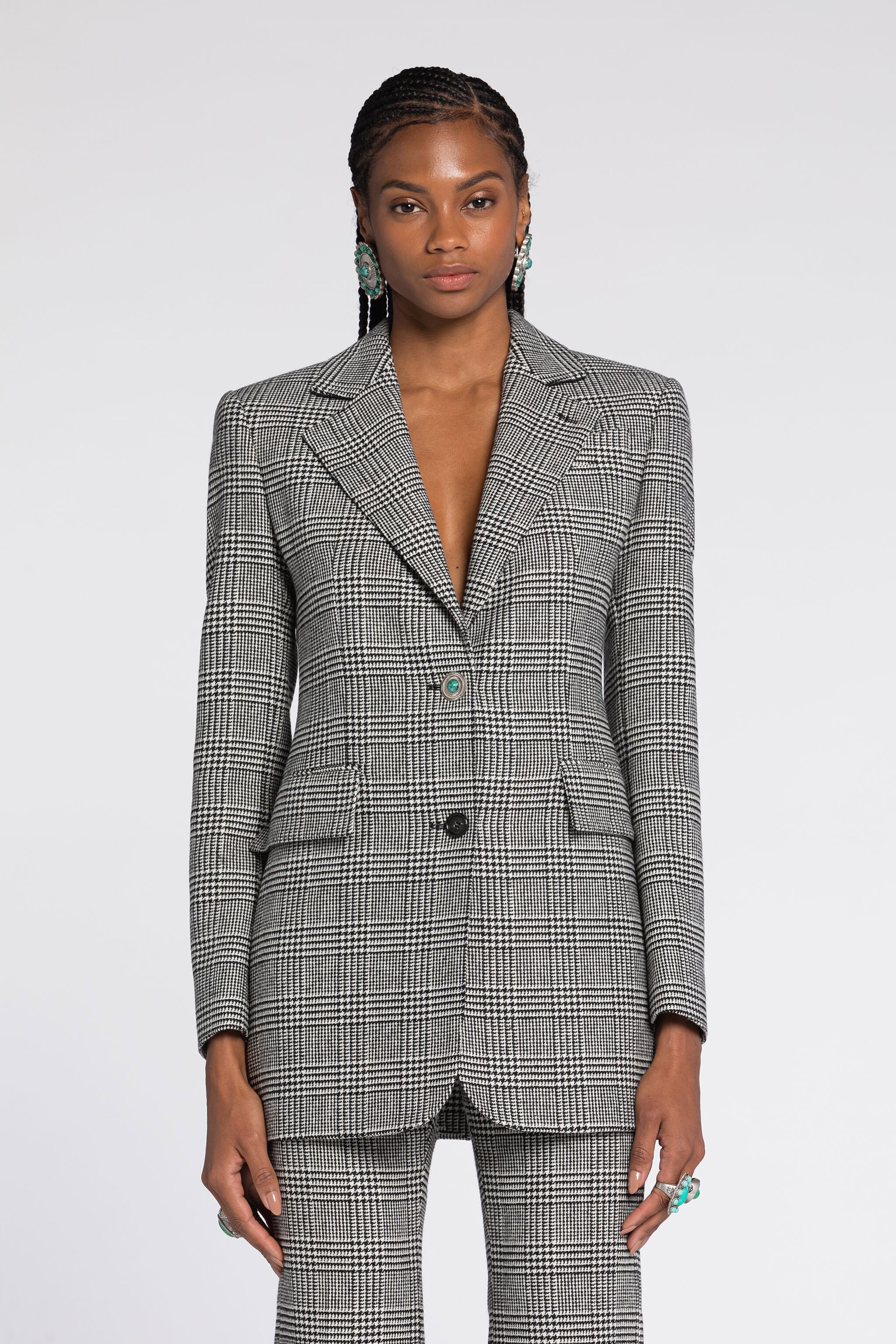 ROBERTO CAVALLI BLAZER MIT HAHNENTRITTMUSTER