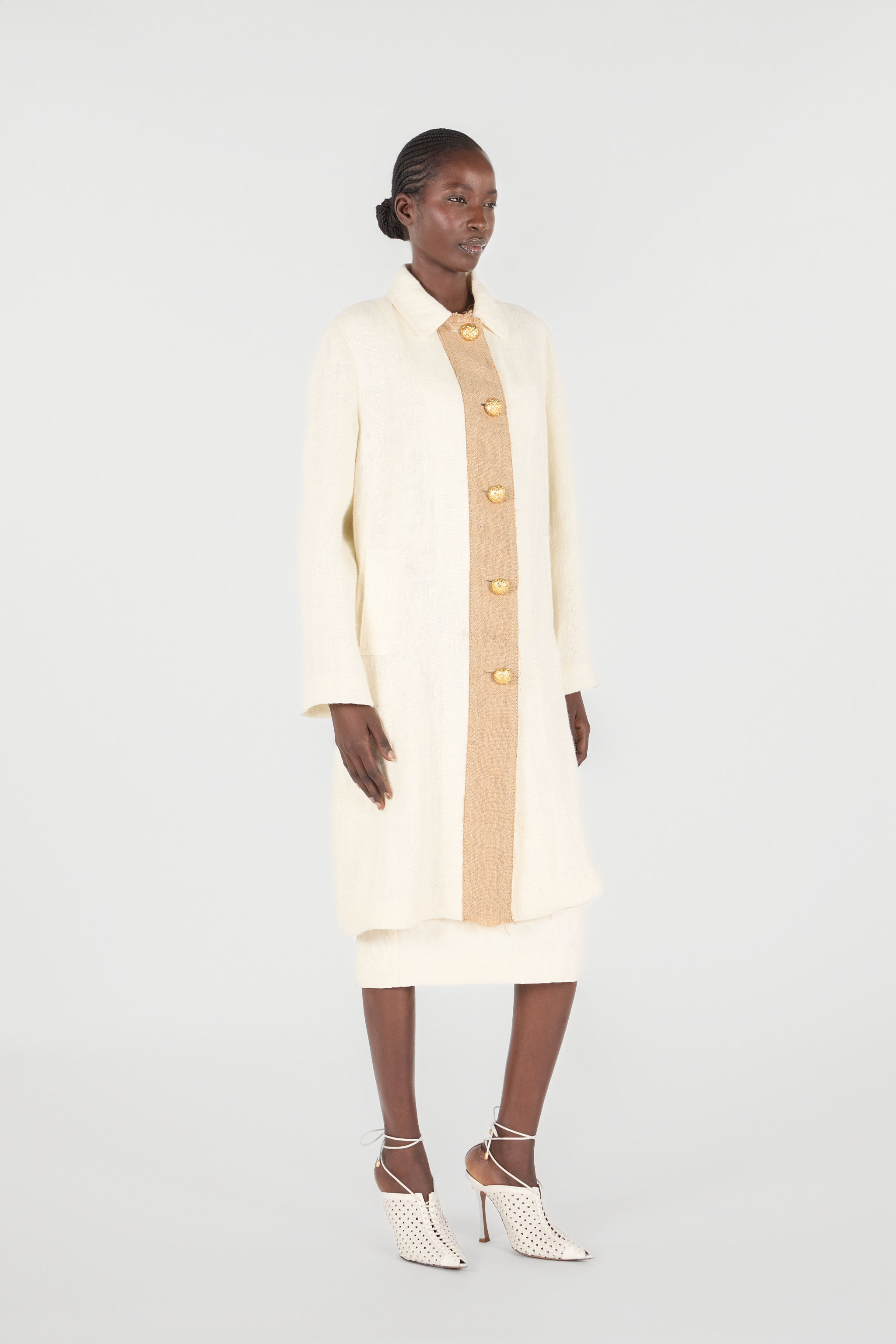 Roberto Cavalli Single-breasted Coat In Bianco