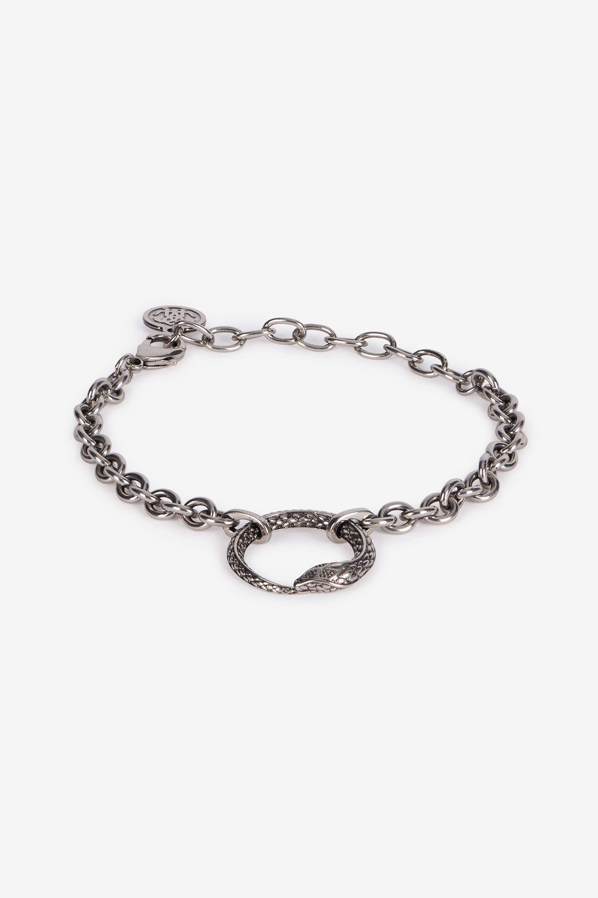 Roberto Cavalli Men's Silver Bracelet With Snake Charm - Bags & Accessories