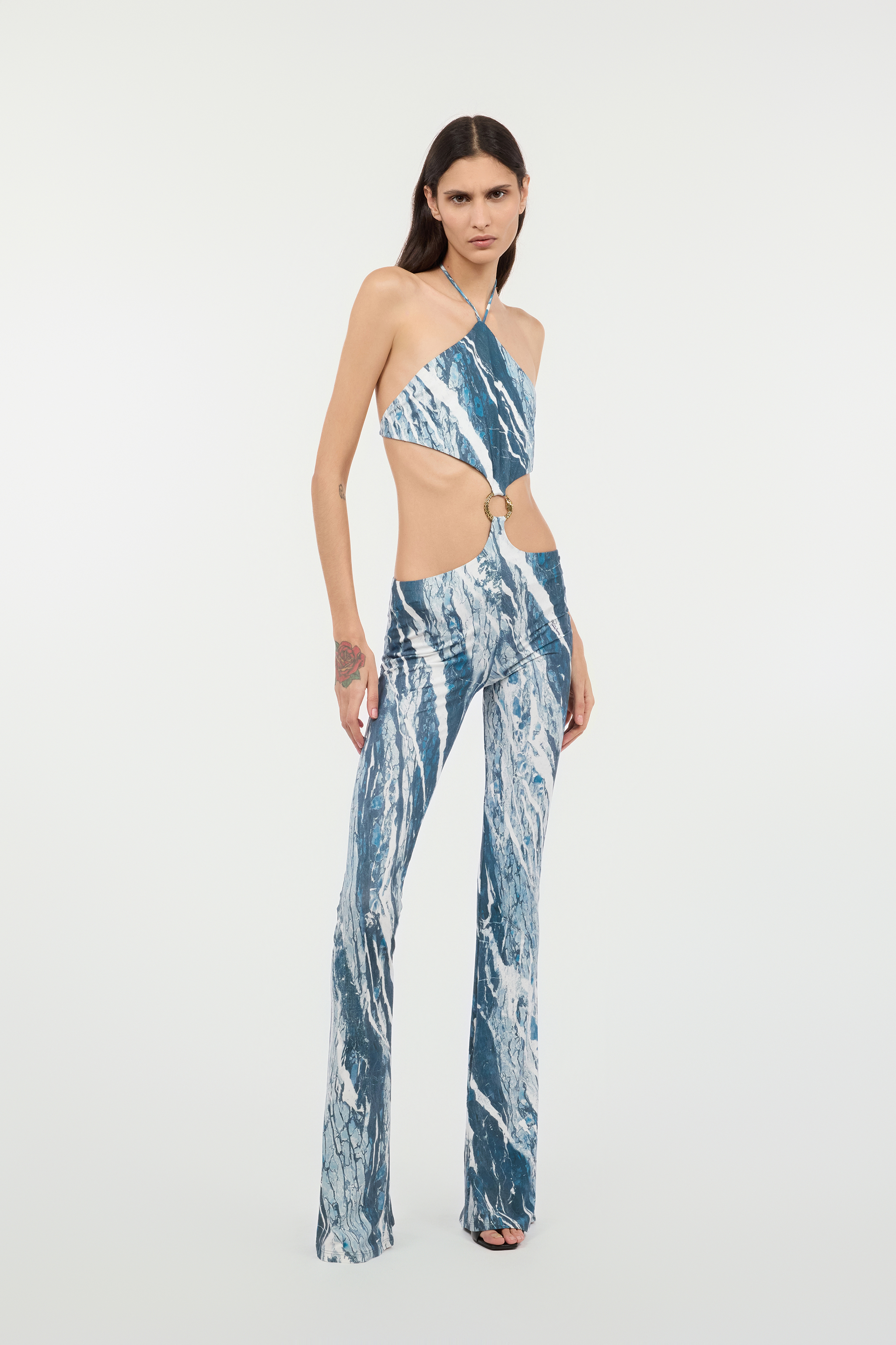Roberto Cavalli Rubane Print Jumpsuit In Blue