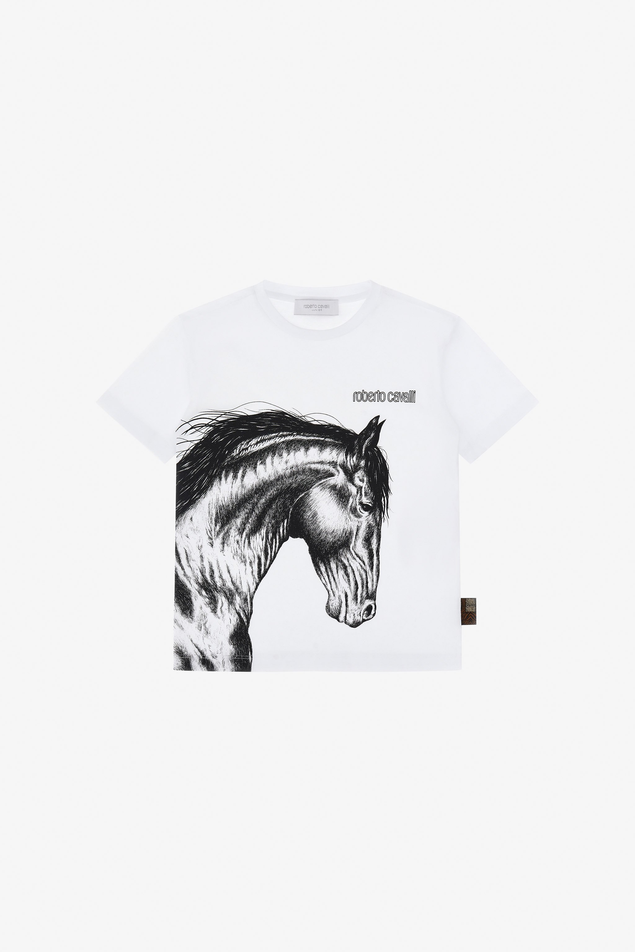 T-Shirt With Horse And Logo in White for Boys | Roberto Cavalli®