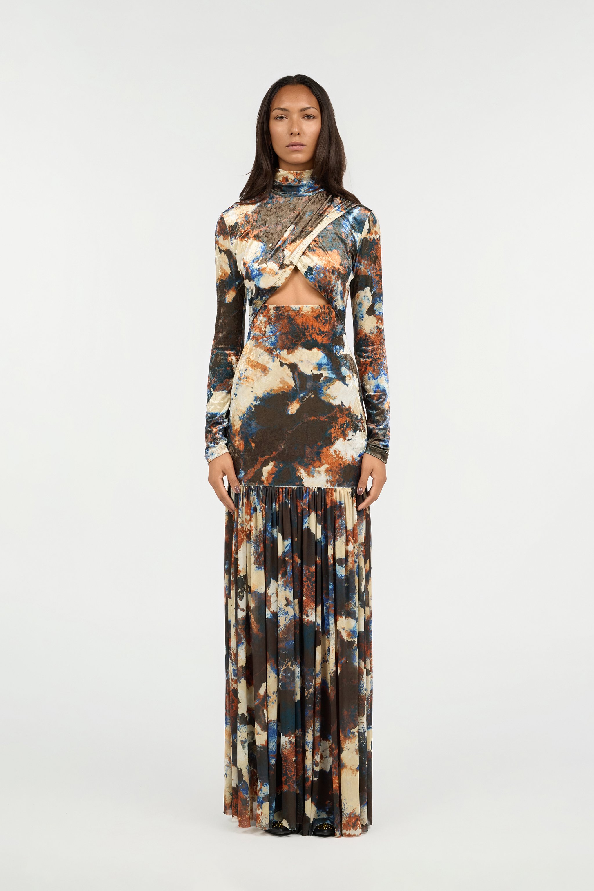 Roberto Cavalli Rusty Stain Print Dress Maxi