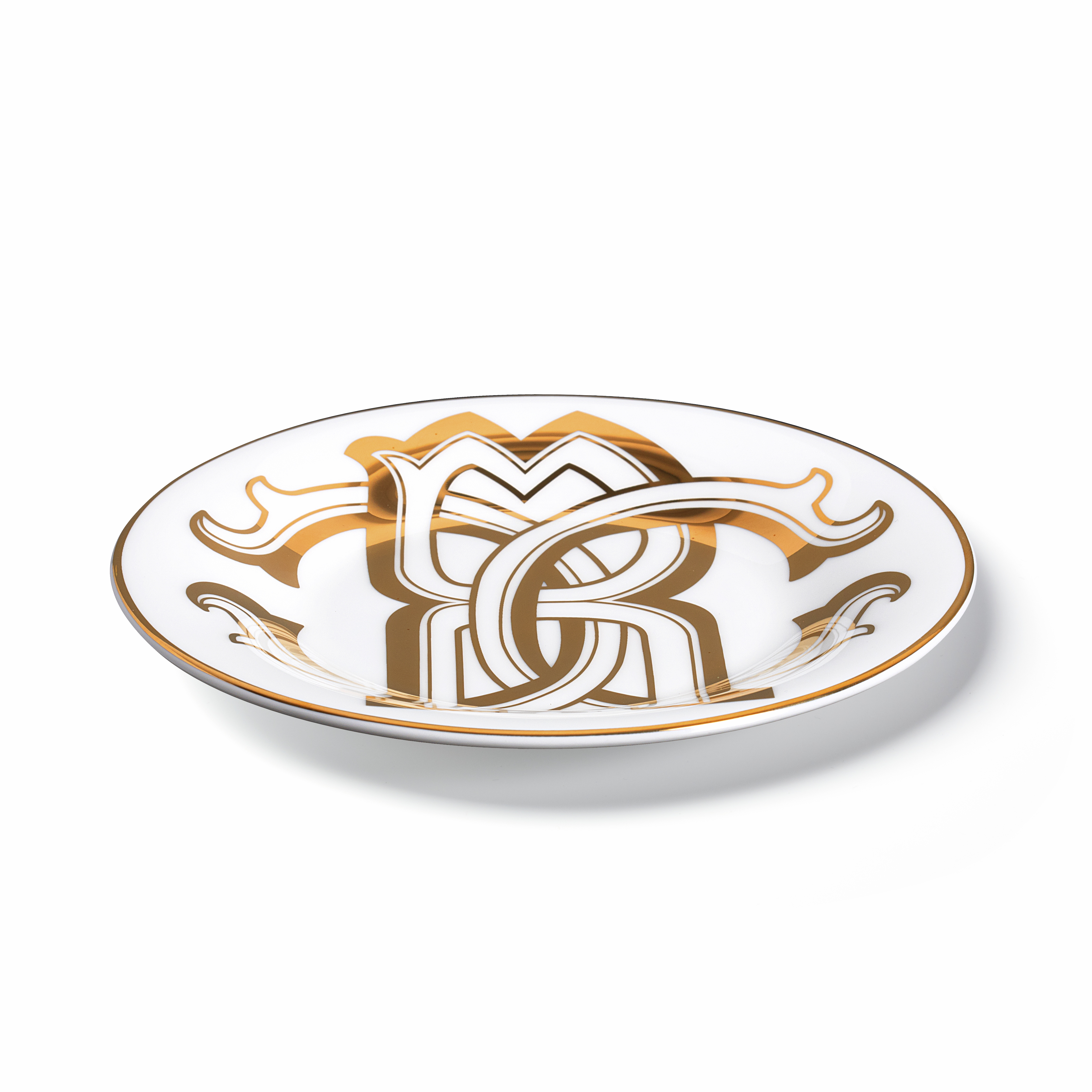  Roberto Cavalli Monogram Gold 2 Bread Plates Set -  Plates Gold Unica 