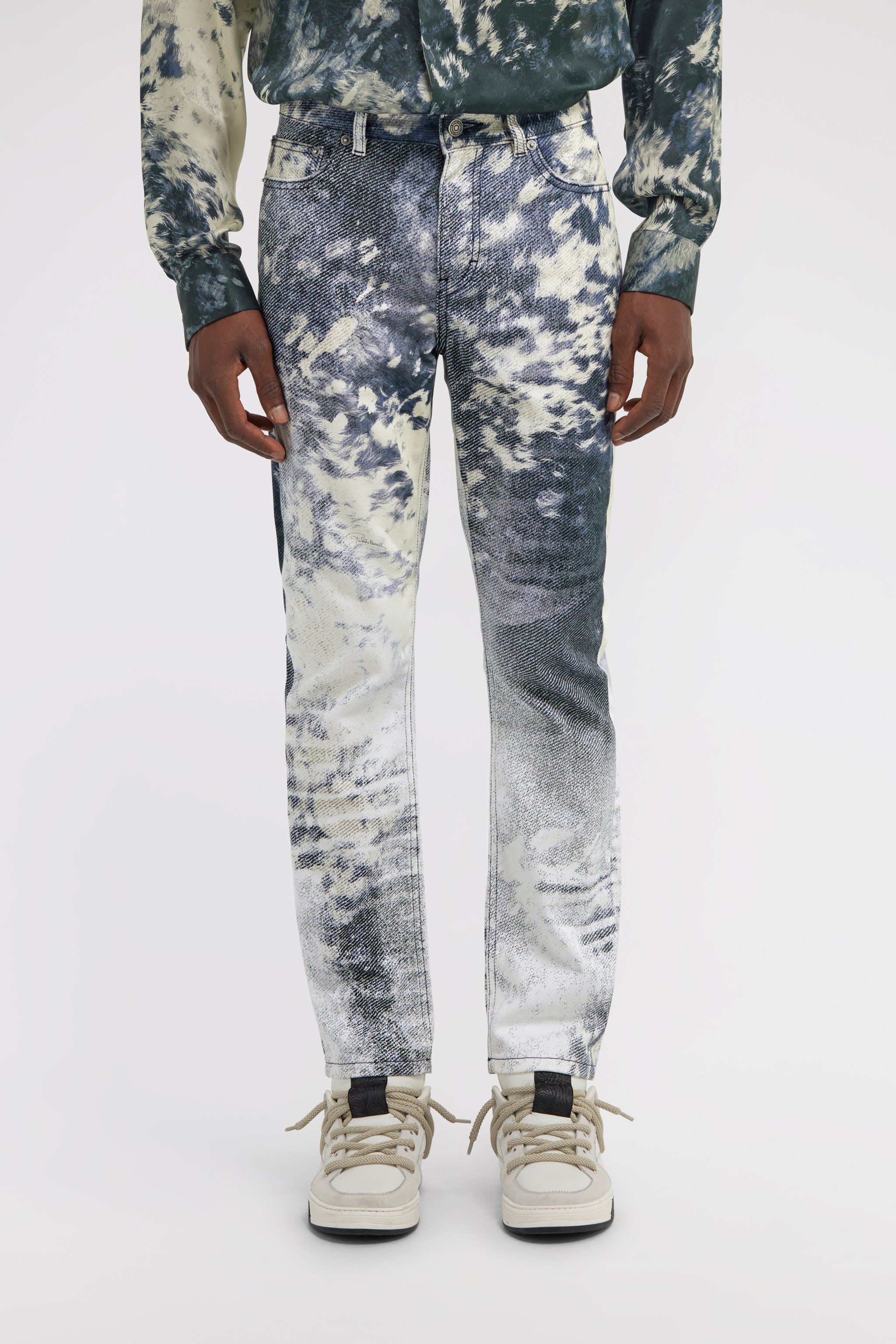 Roberto Cavalli Appaloosa Print Jeans In Blue