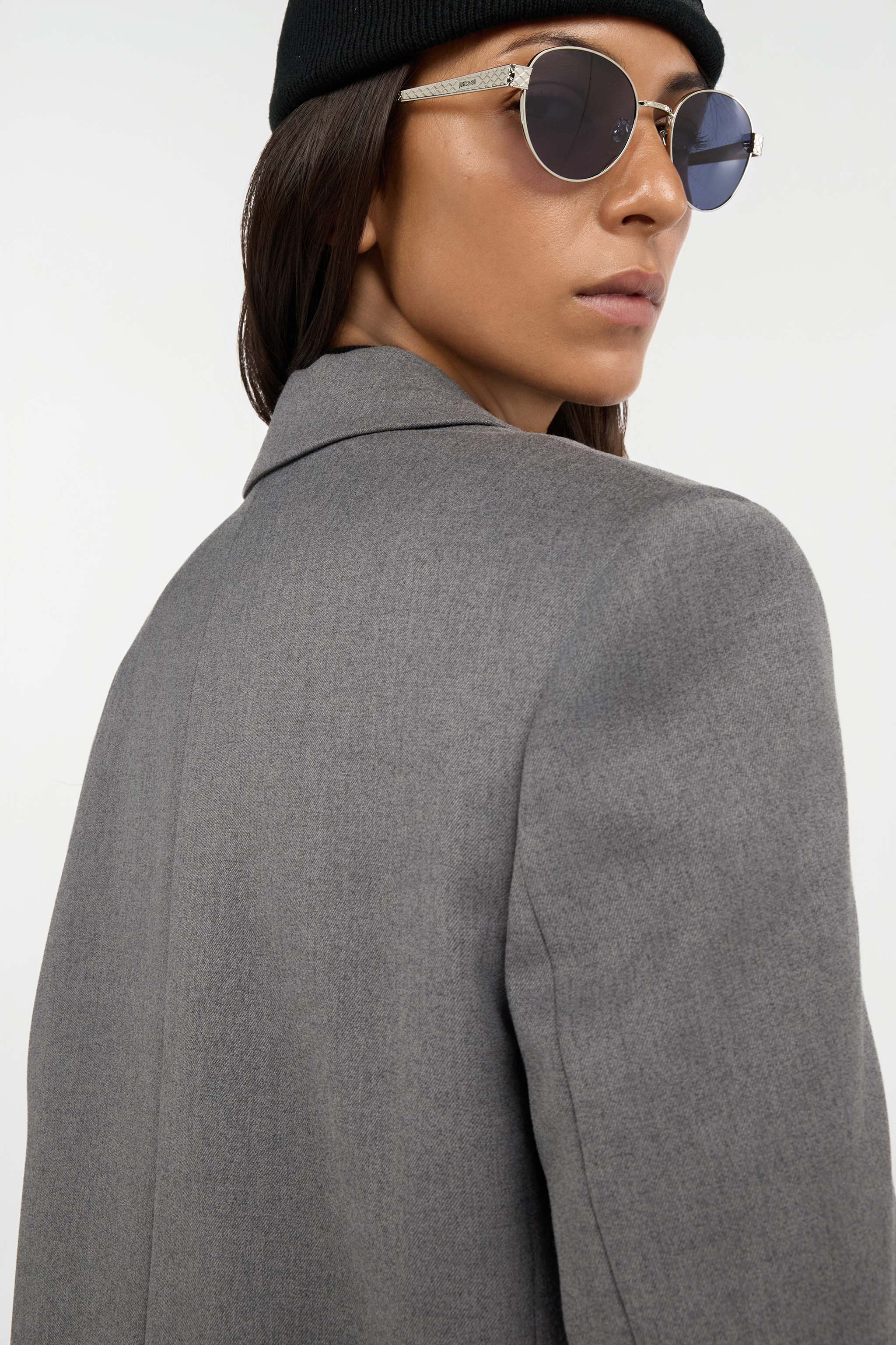 Roberto Cavalli Grey Blazer With Gold Buttons In Gray