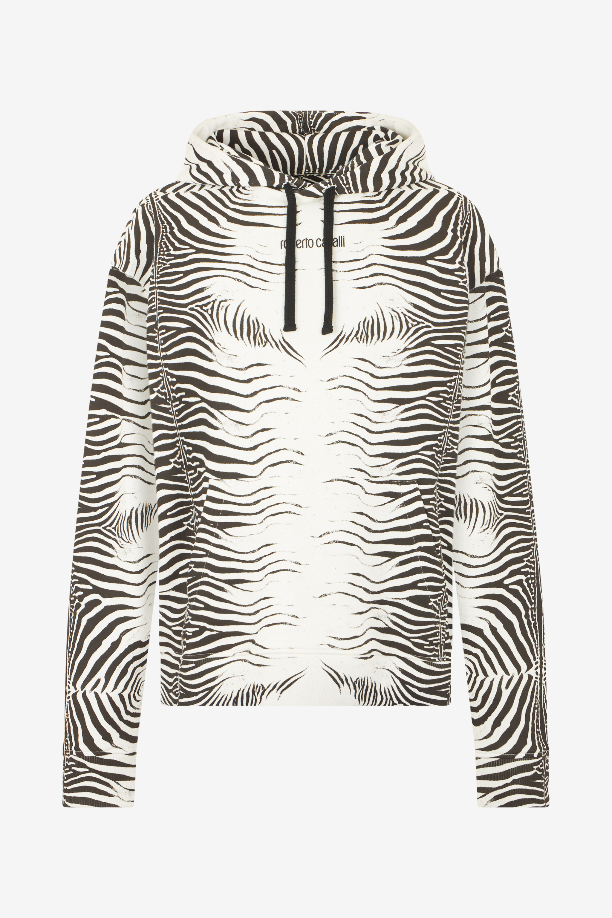 Roberto Cavalli Men's White/Black Zebra Print Sweatshirt - Sweatshirts Zebra