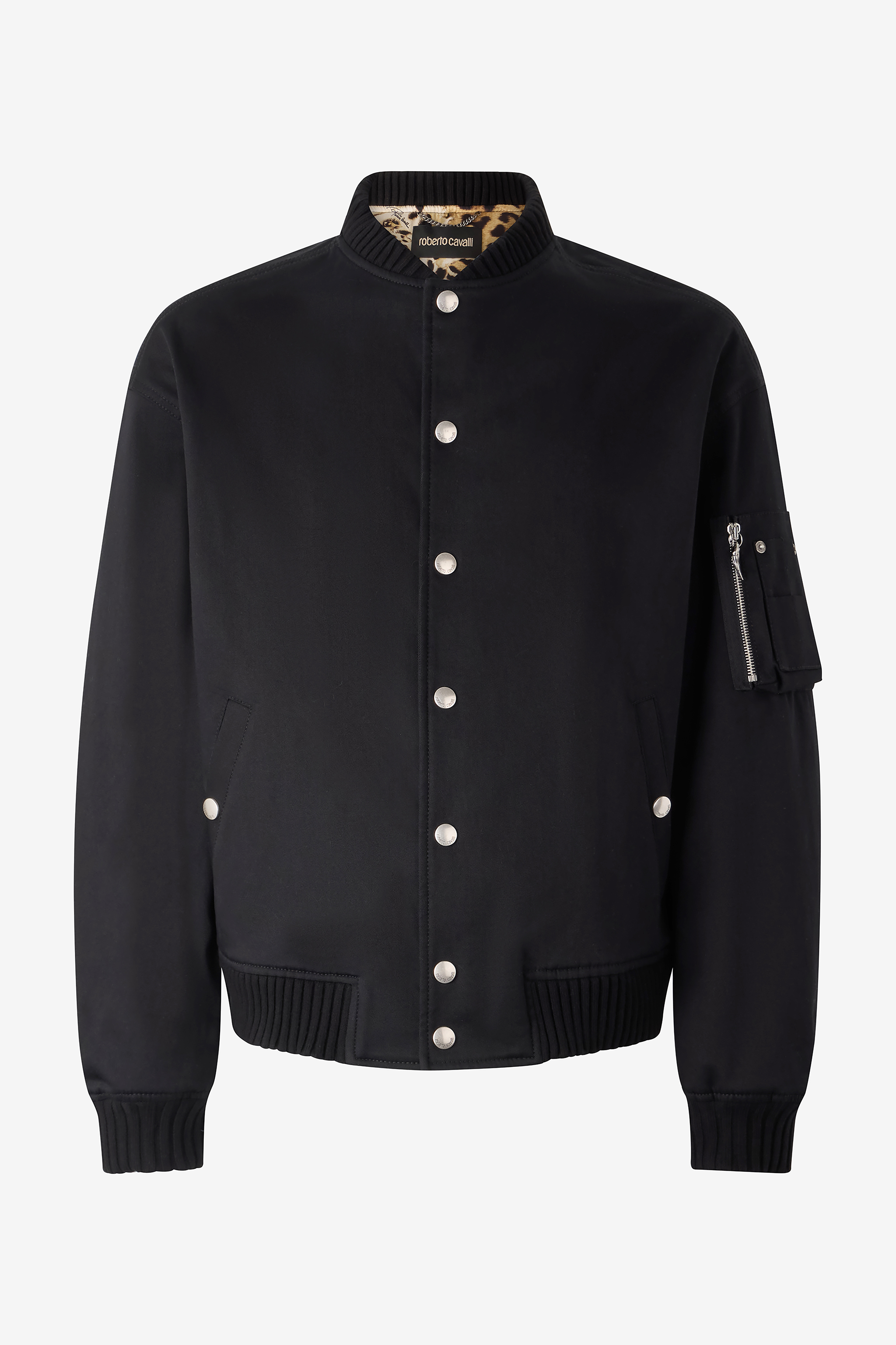 Roberto Cavalli Padded Bomber Jacket In Black