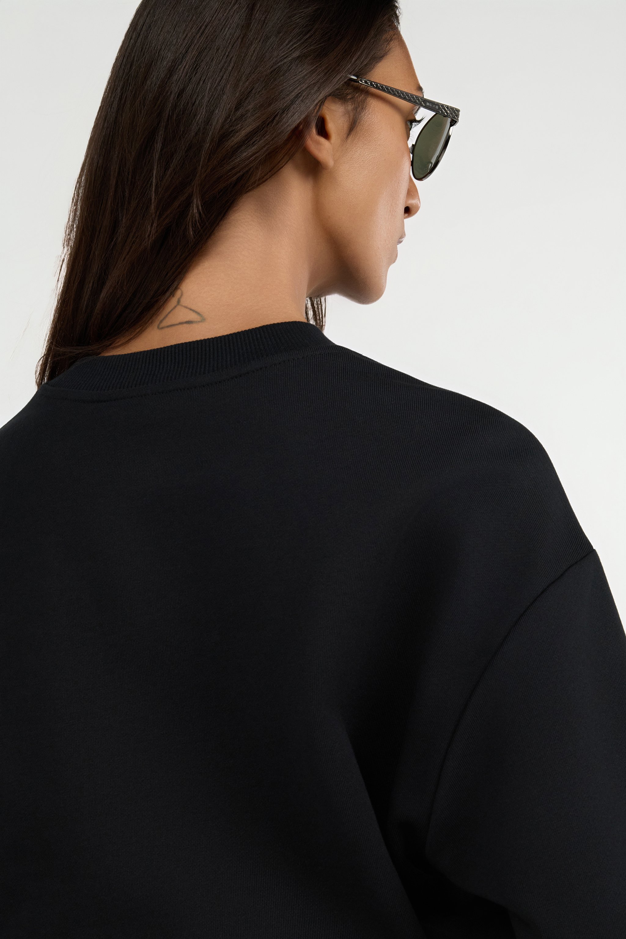 Black Cropped Sweatshirt With Animalier Print Band