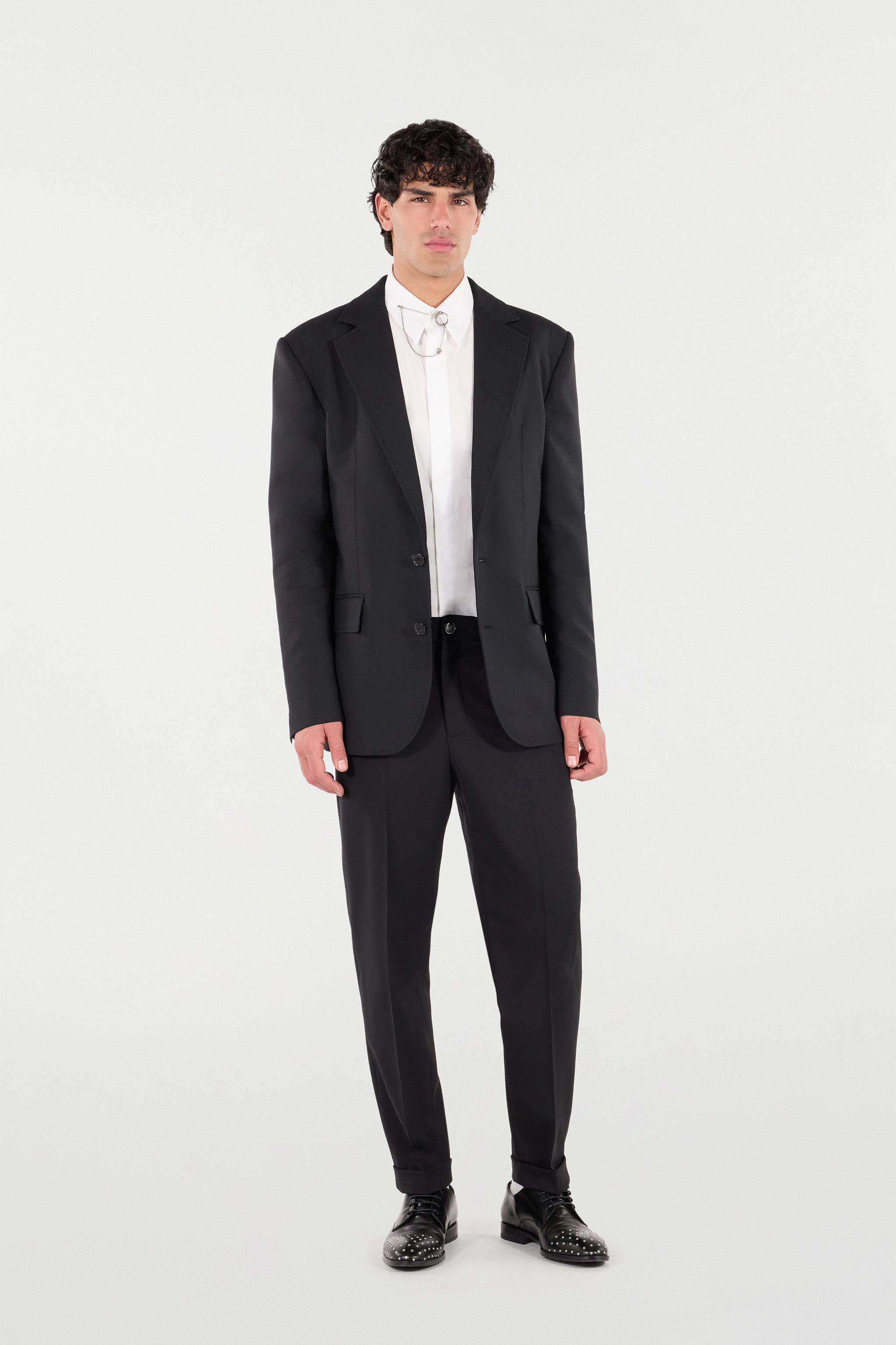 Roberto Cavalli Leopard-print Lining Wool Blazer In Black