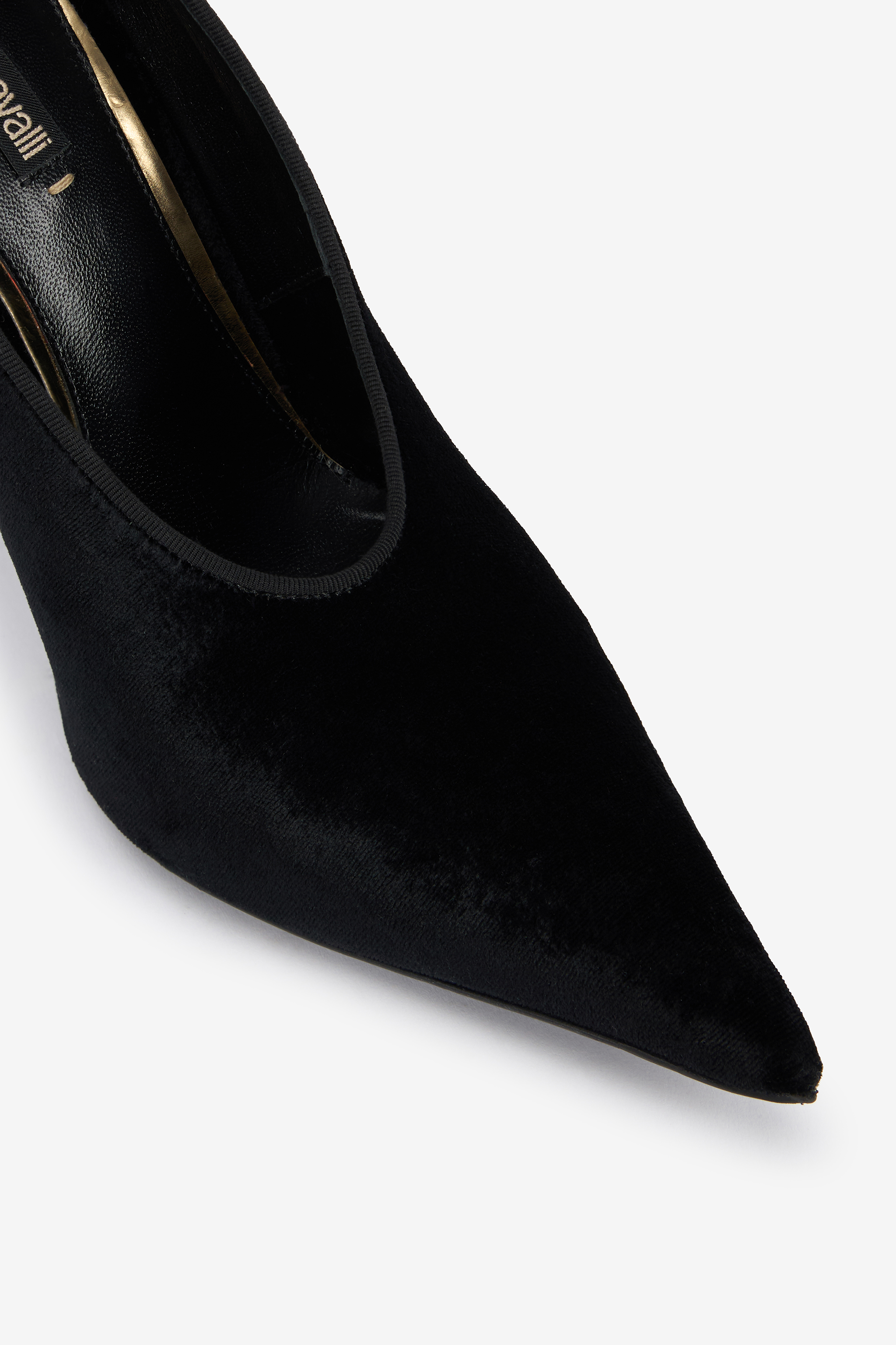 Roberto Cavalli Velvet Stiletto Heels With Jewel Anklet In Black