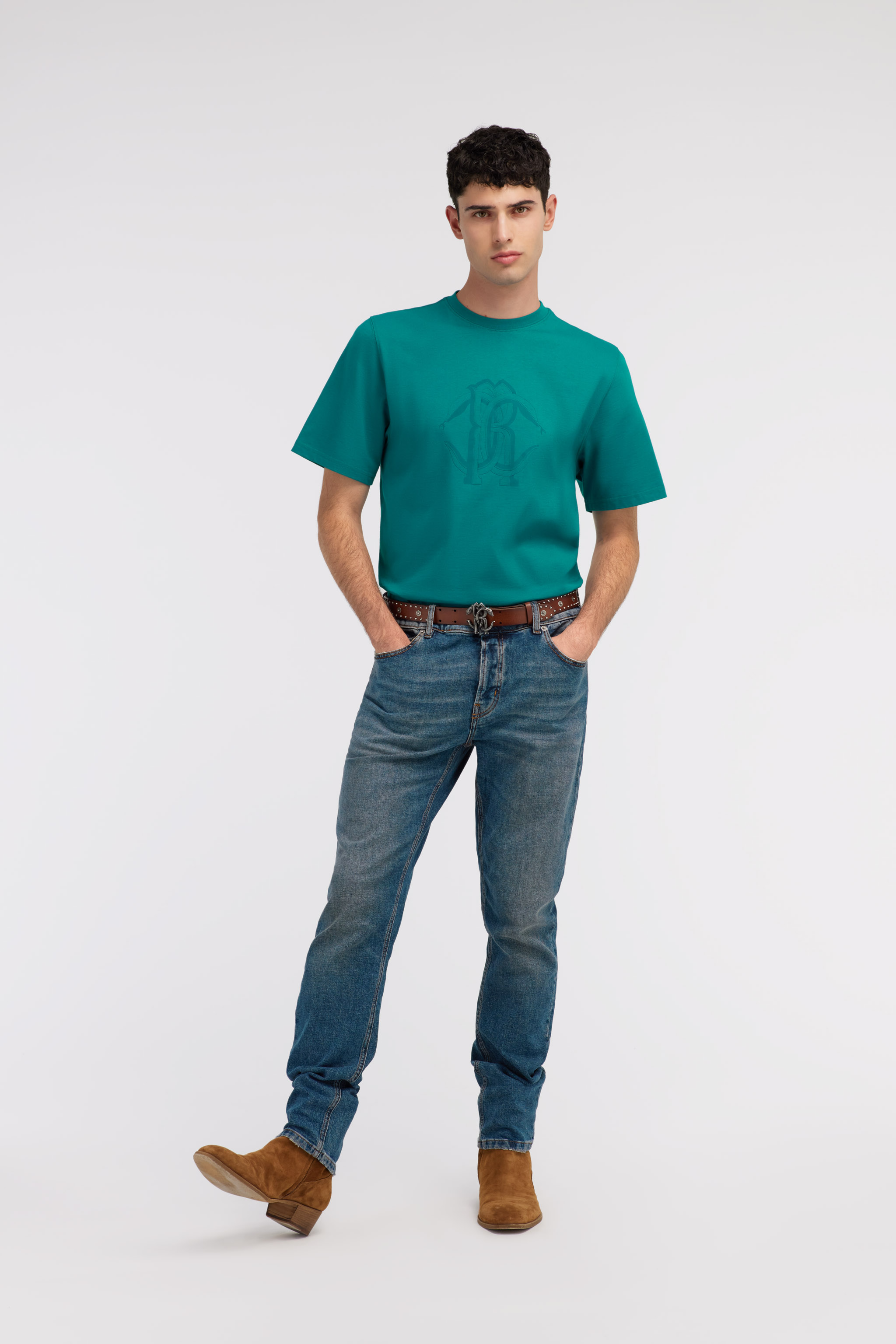 Roberto Cavalli Logo T-shirt In Light Blue