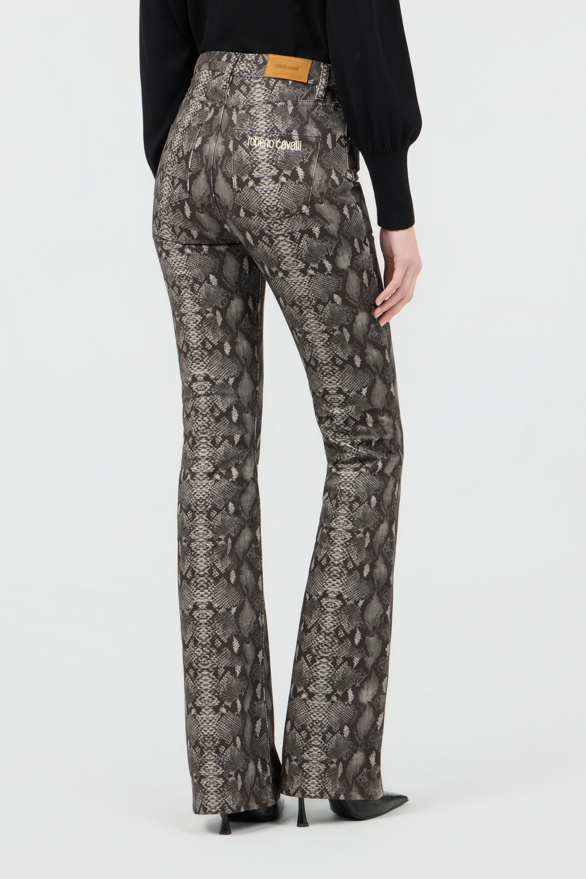  Roberto Cavalli Python Print Jeans - Female Ready To Wear Python Dark Grey 38 
