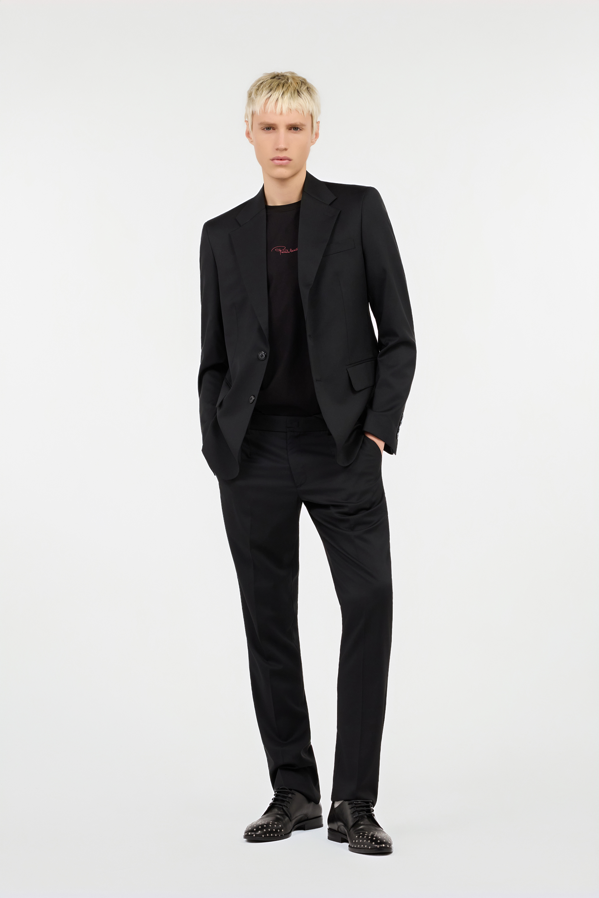 Black Wool Blazer with RC Monogram