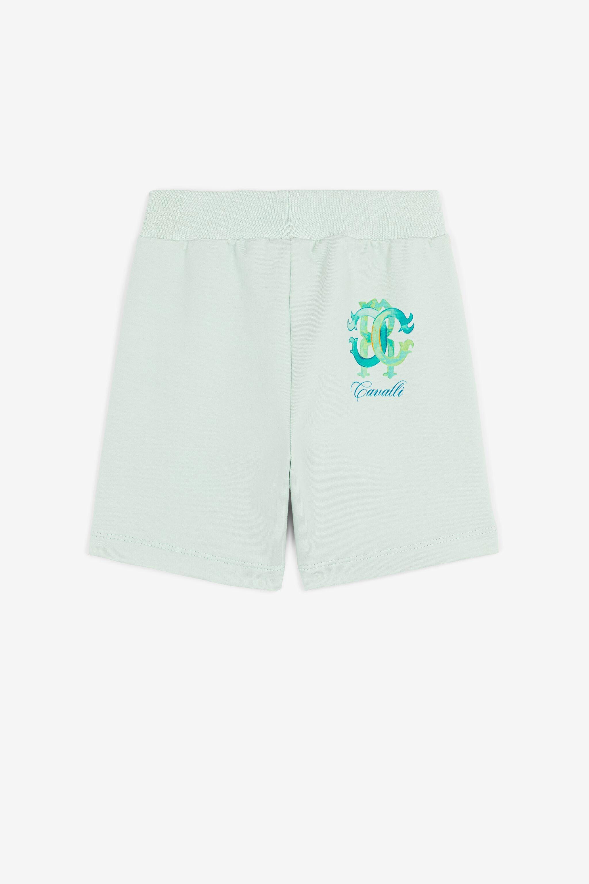 Roberto Cavalli Monogram-print Jersey Shorts In Light Green