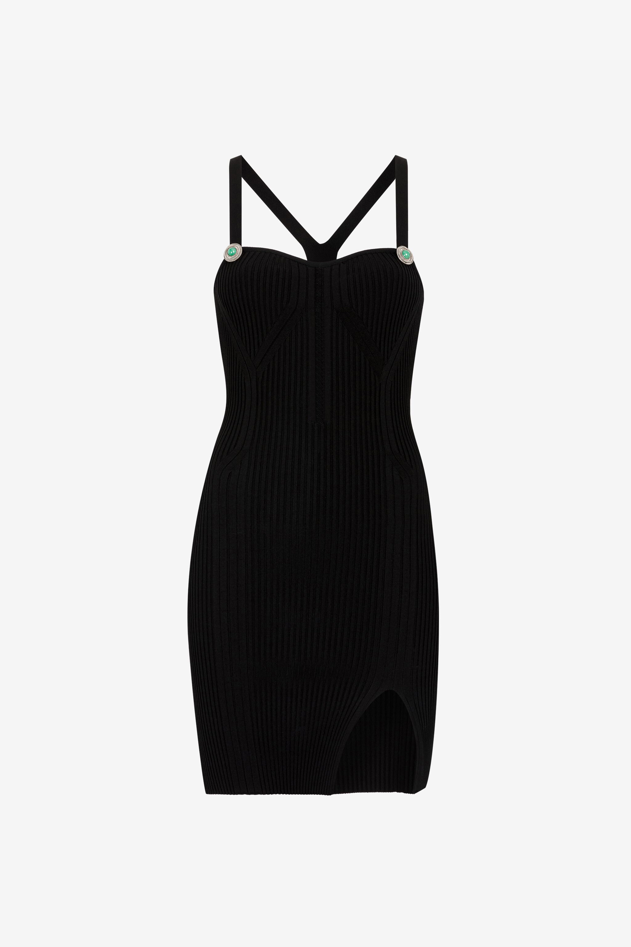 Roberto Cavalli Women's Black Ribbed-Knit Mini Dress - Dresses
