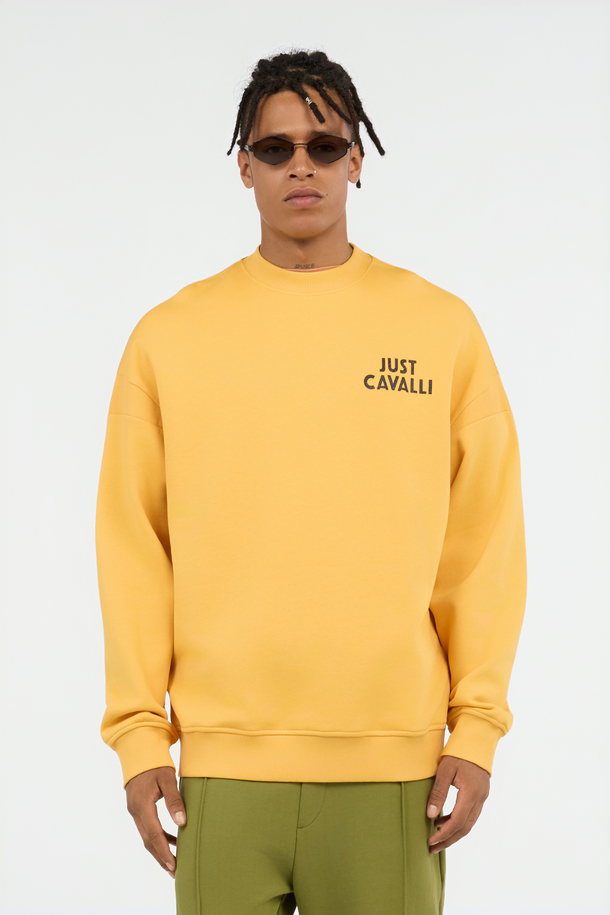 Roberto Cavalli Tattoo Heart Print Sweatshirt In Orange