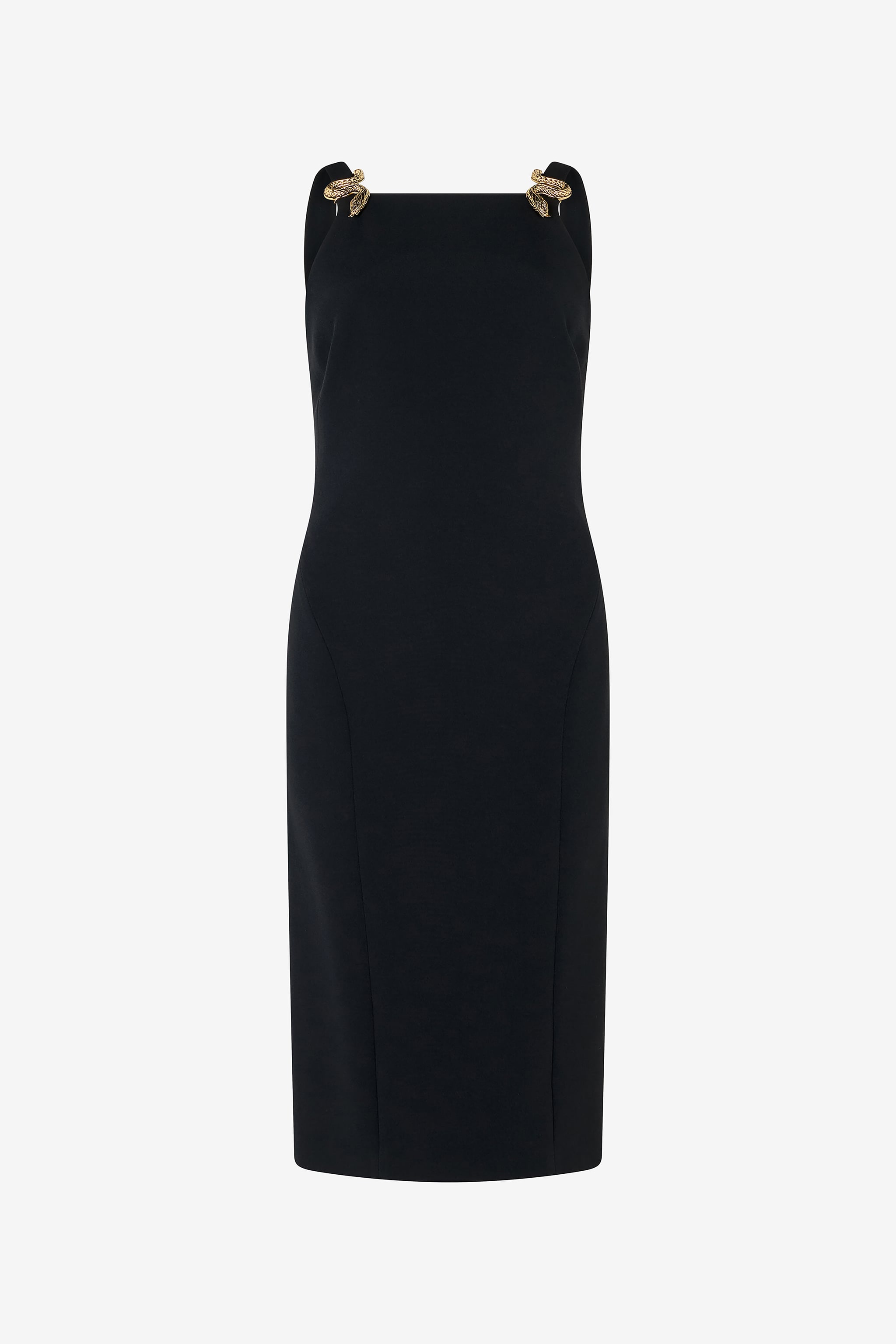 Roberto Cavalli Black Sheath Dress with Snake Detailing
