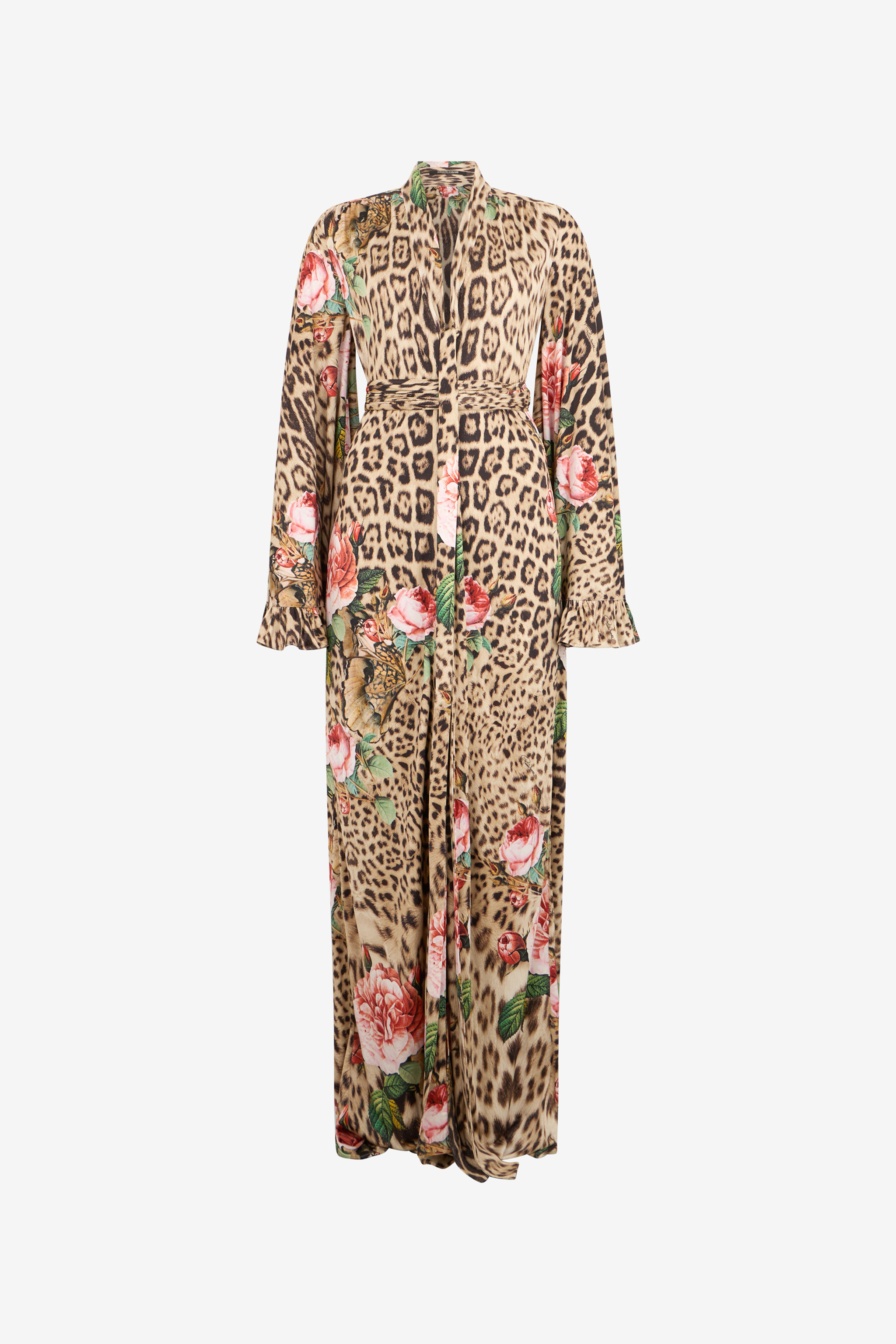 Roberto Cavalli Jaguar Roses Print Dress