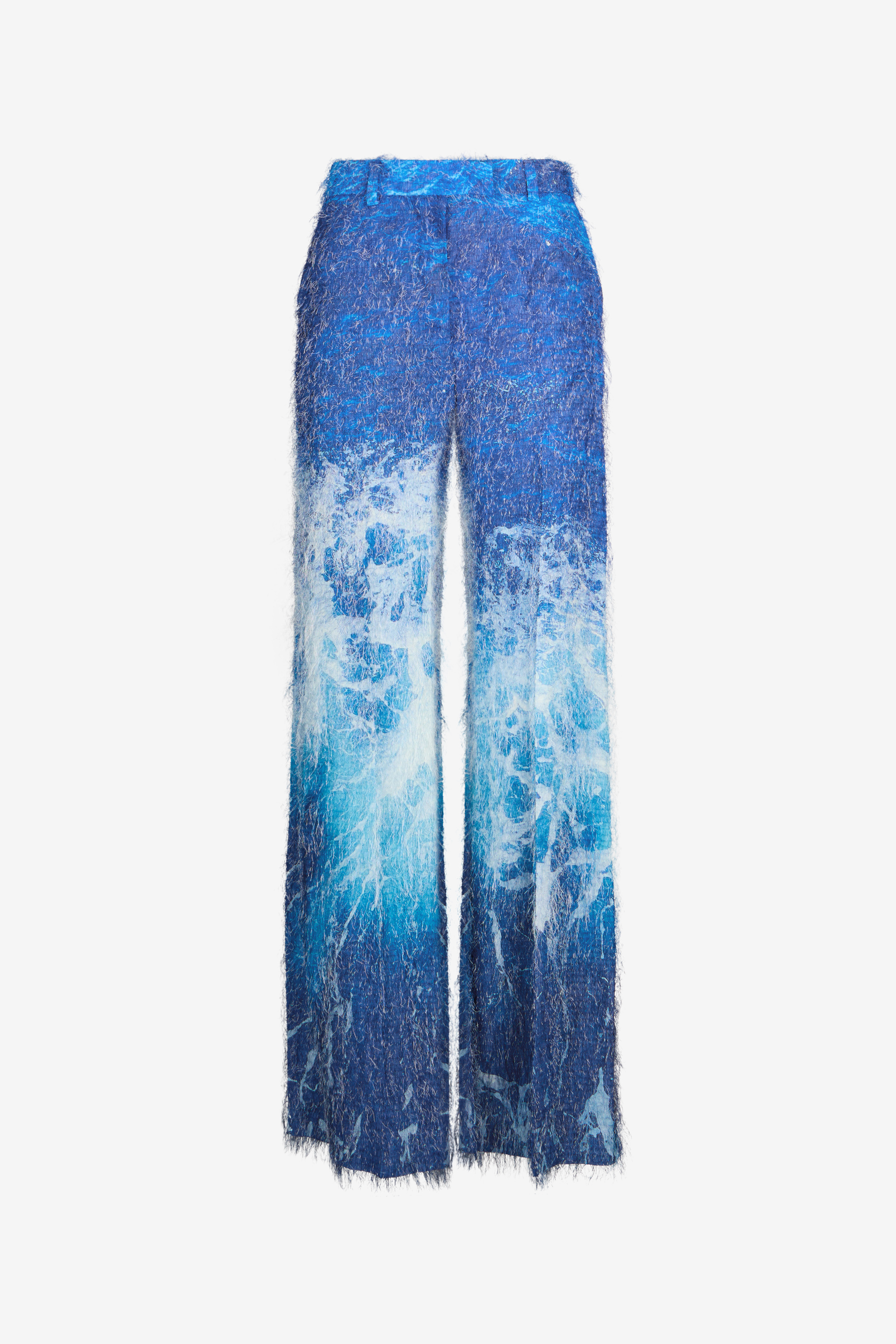 Roberto Cavalli Femme Bleu Pantalon Imprimé Stretto Di Messina - Prêt-À-Porter