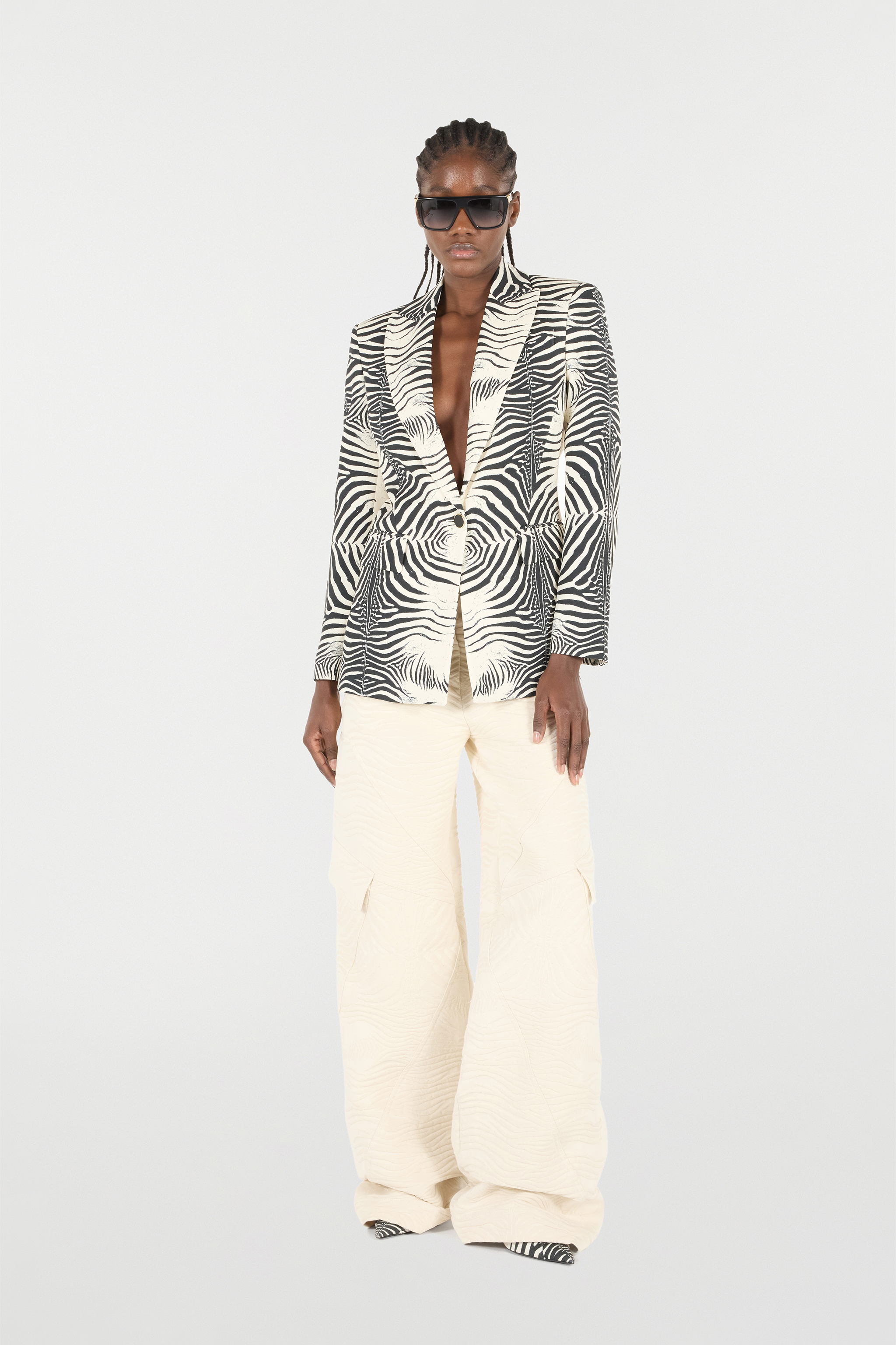 ROBERTO CAVALLI BLAZER MIT PRINT WHITE TIGRESSE