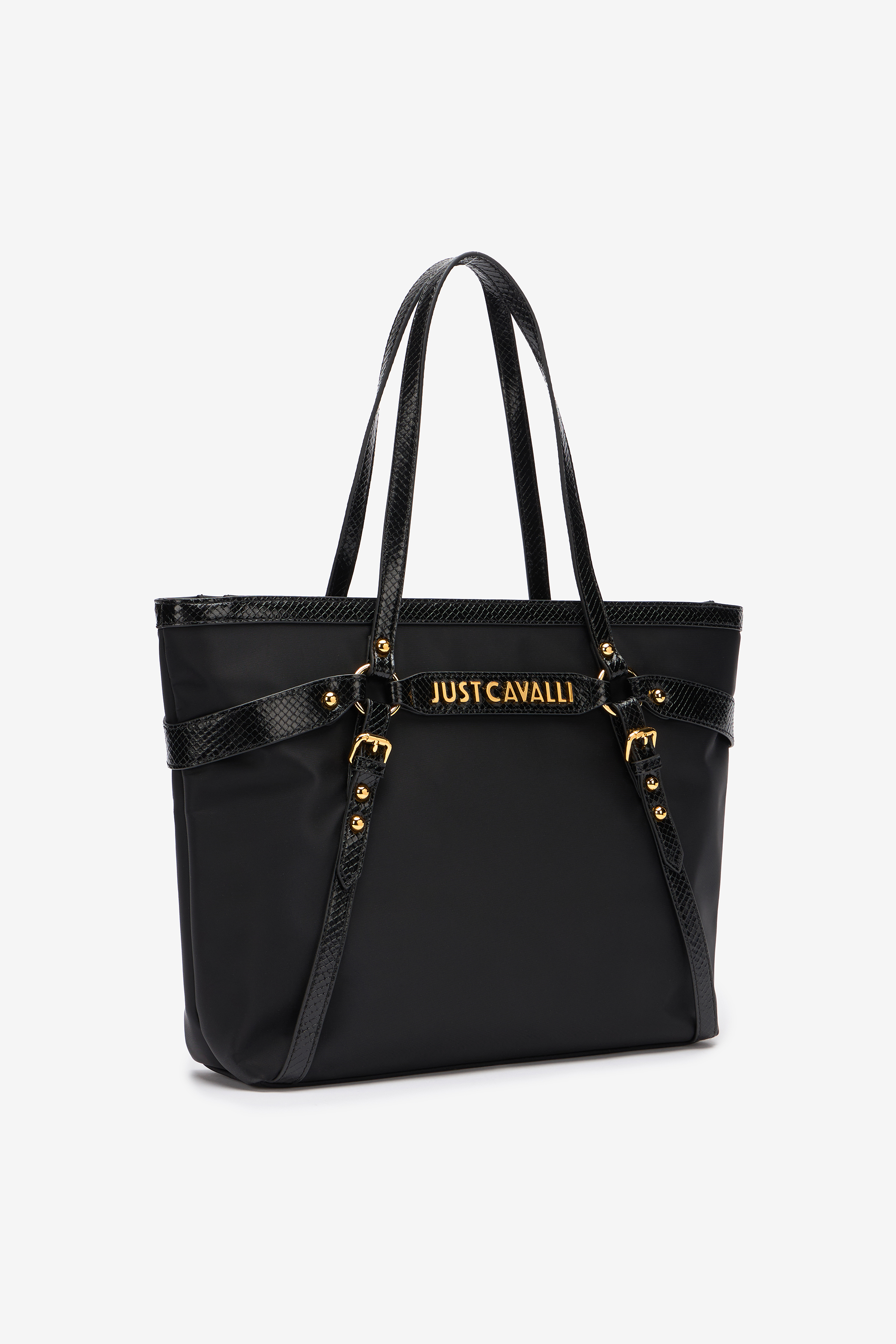 Shop Roberto Cavalli Shopper Mit Riemchen In Black