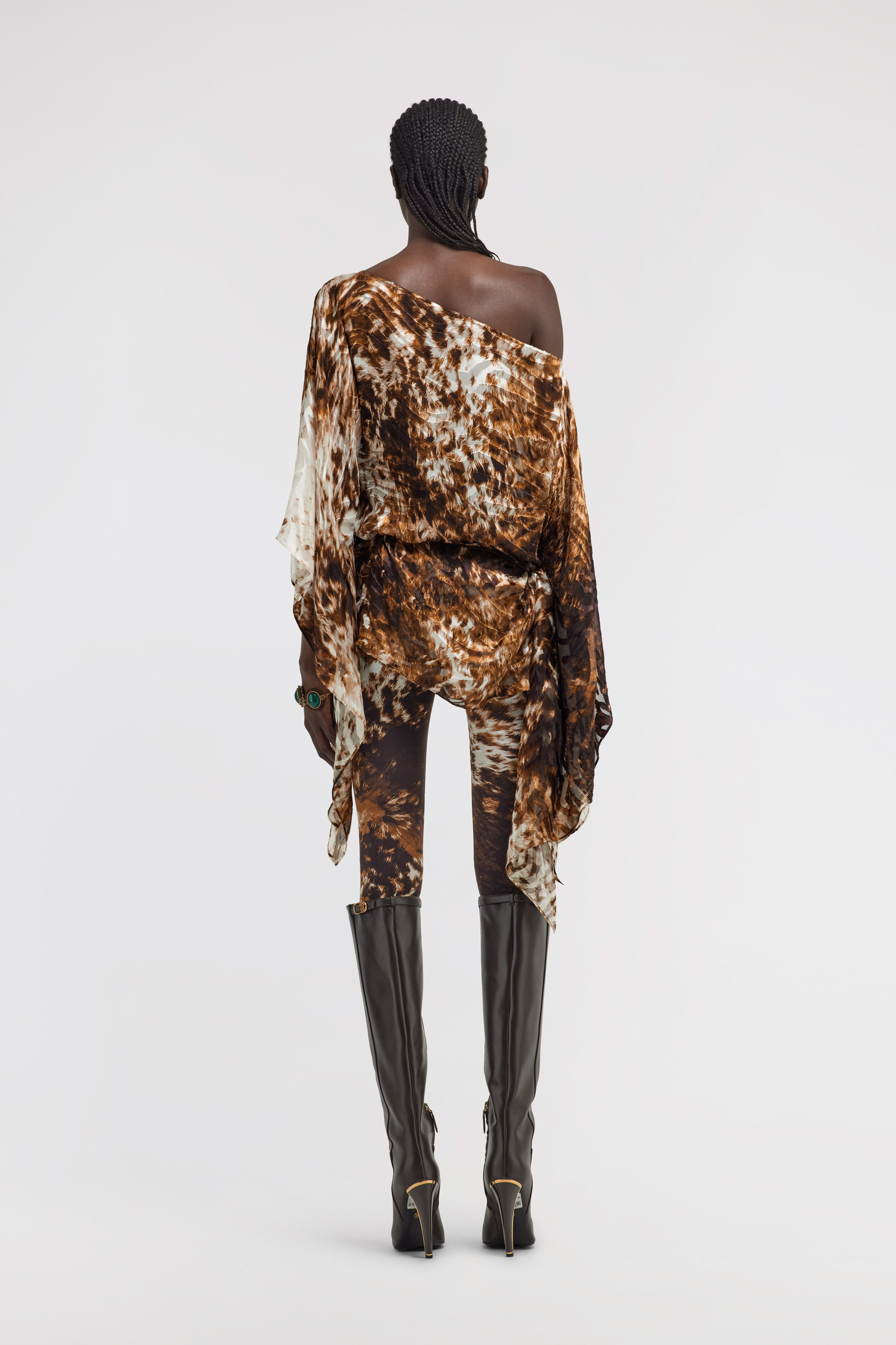 Roberto Cavalli Appaloosa Print Kaftan In Brown