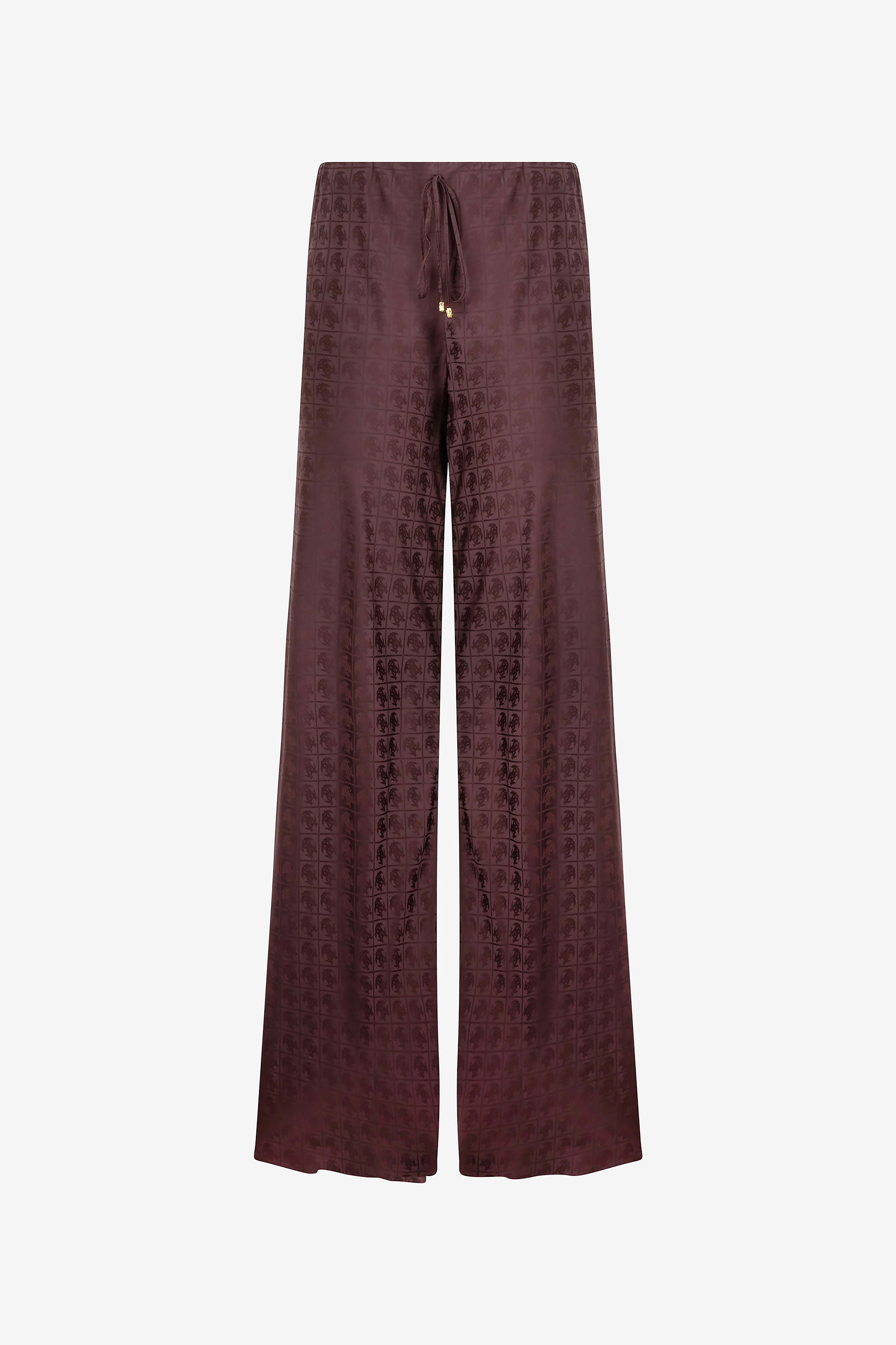 Roberto Cavalli Loose Pants With Mirror Snake Monogram In Brown