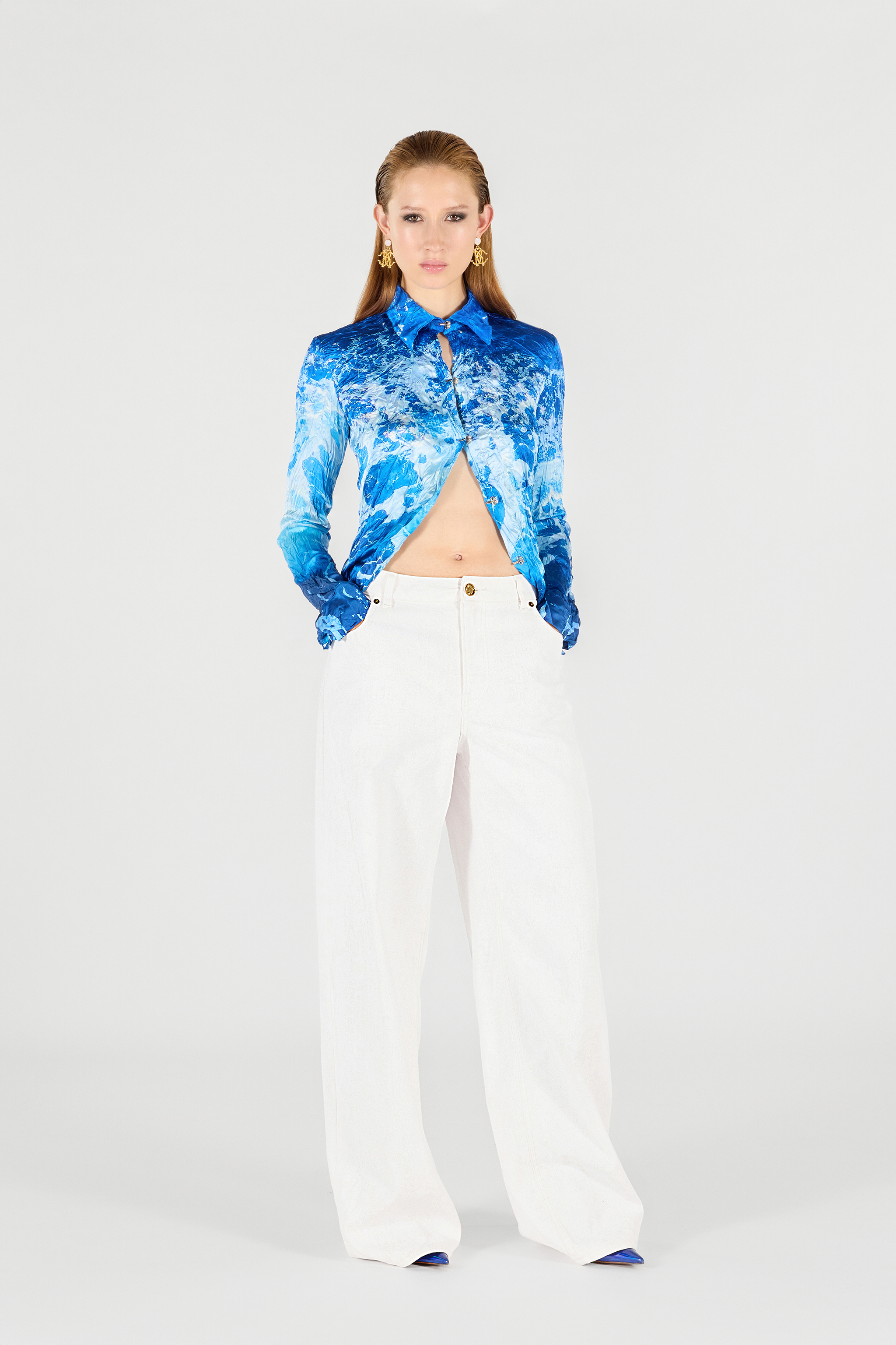 Roberto Cavalli Patterned-jacquard Trousers In White