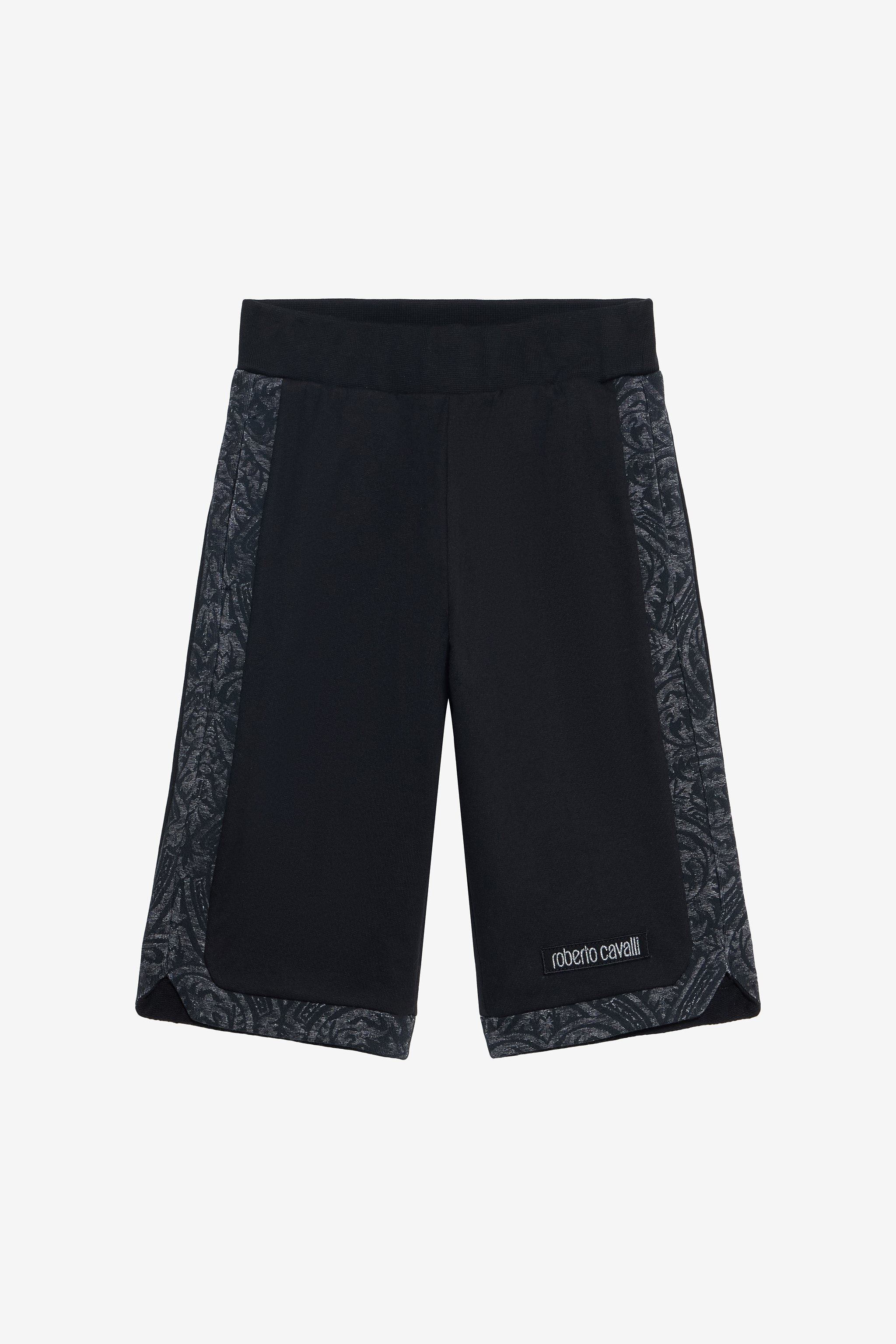 Black Bermuda Shorts with Jacquard Inserts