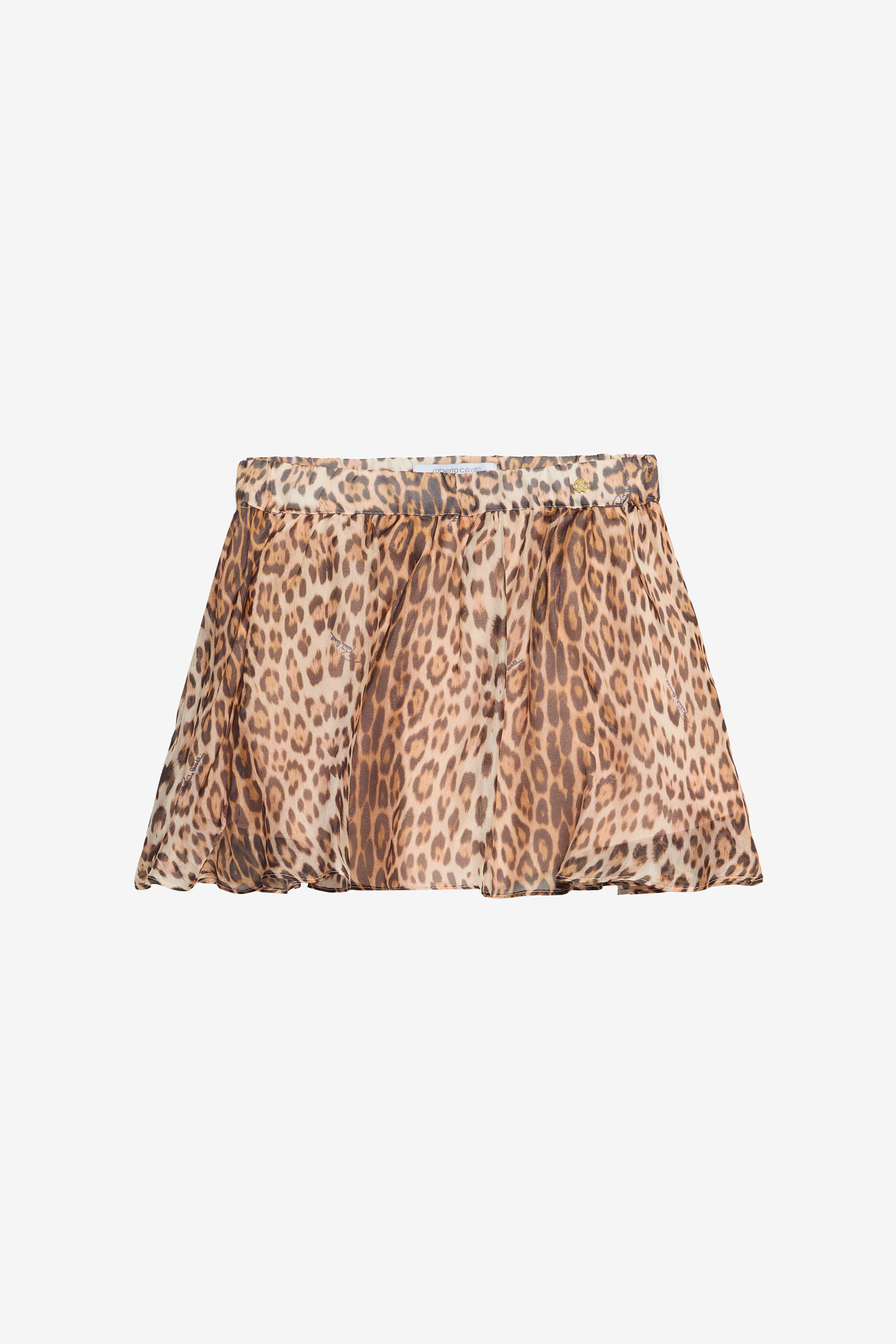 Roberto Cavalli Girls Leopard Print Chiffon Mini Skirt - Skirts Natural