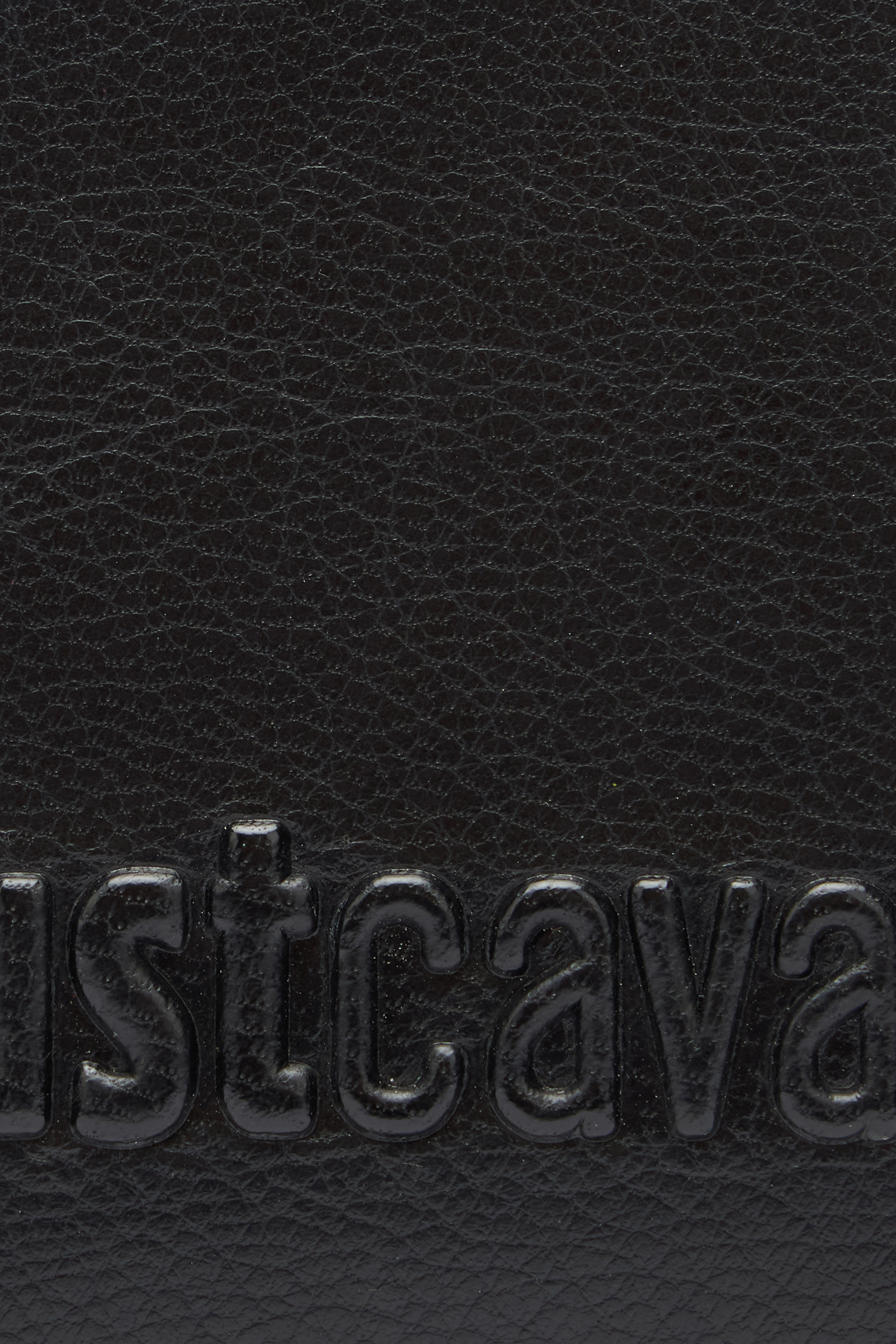 Black Leather Bifold Wallet With Embossed Logo
