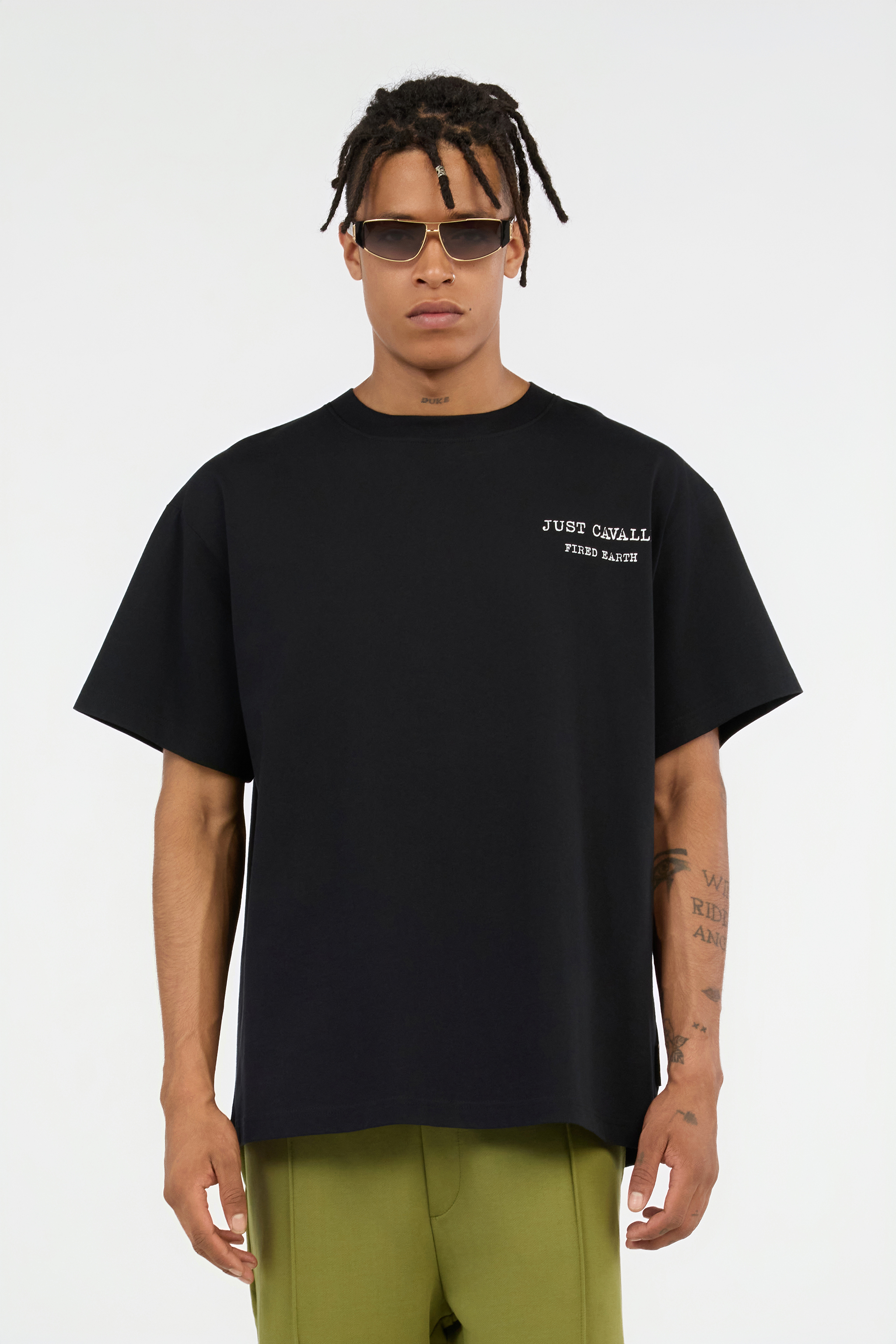 Roberto Cavalli Black T-shirt With Deer Back Print In Black