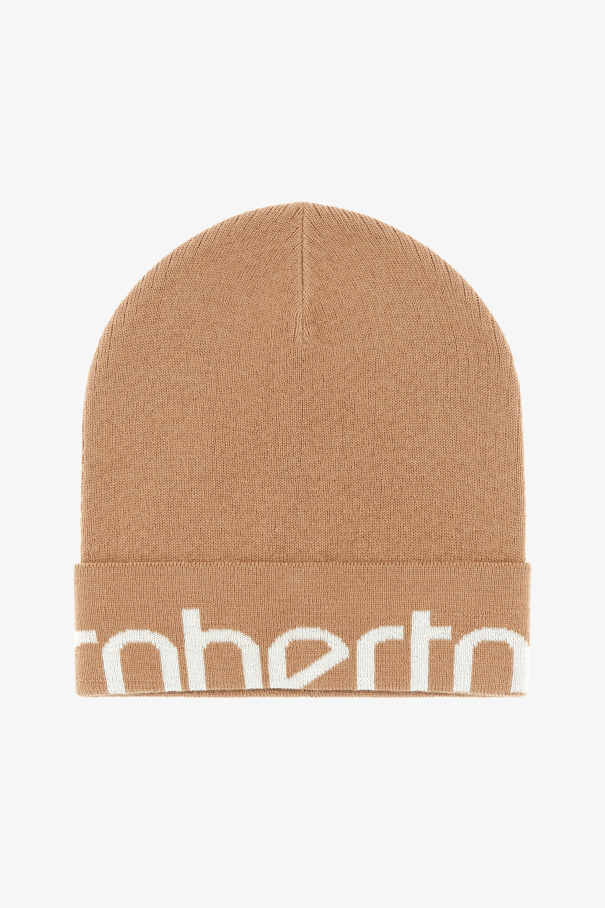 Roberto Cavalli Women's Light/Brown Wool Blend Beanie With Logo