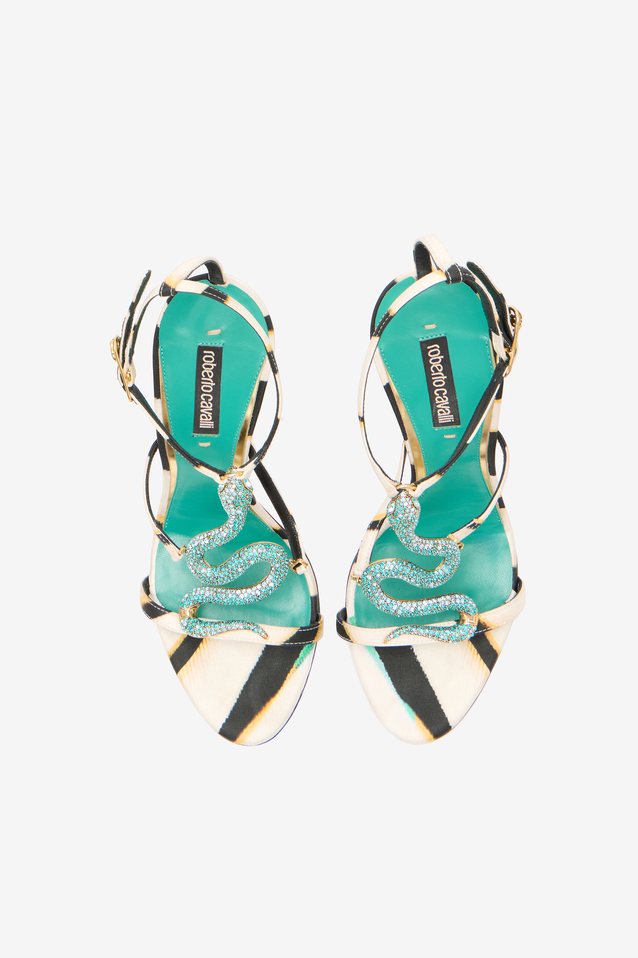 ROBERTO CAVALLI SANDALE SCHUHE MIT RAY OF SEA-DRUCK 