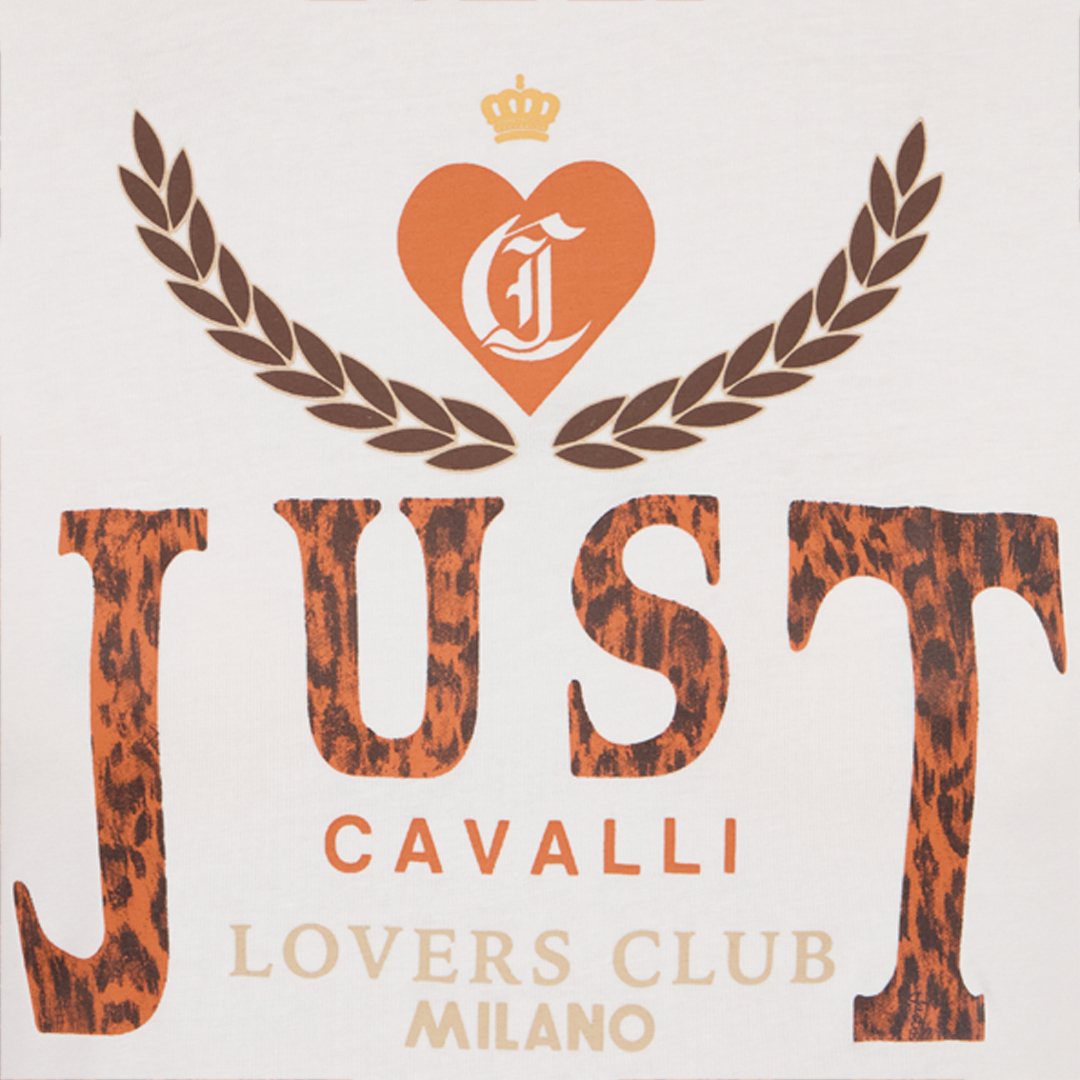 White T-shirt with Animal Print Logo