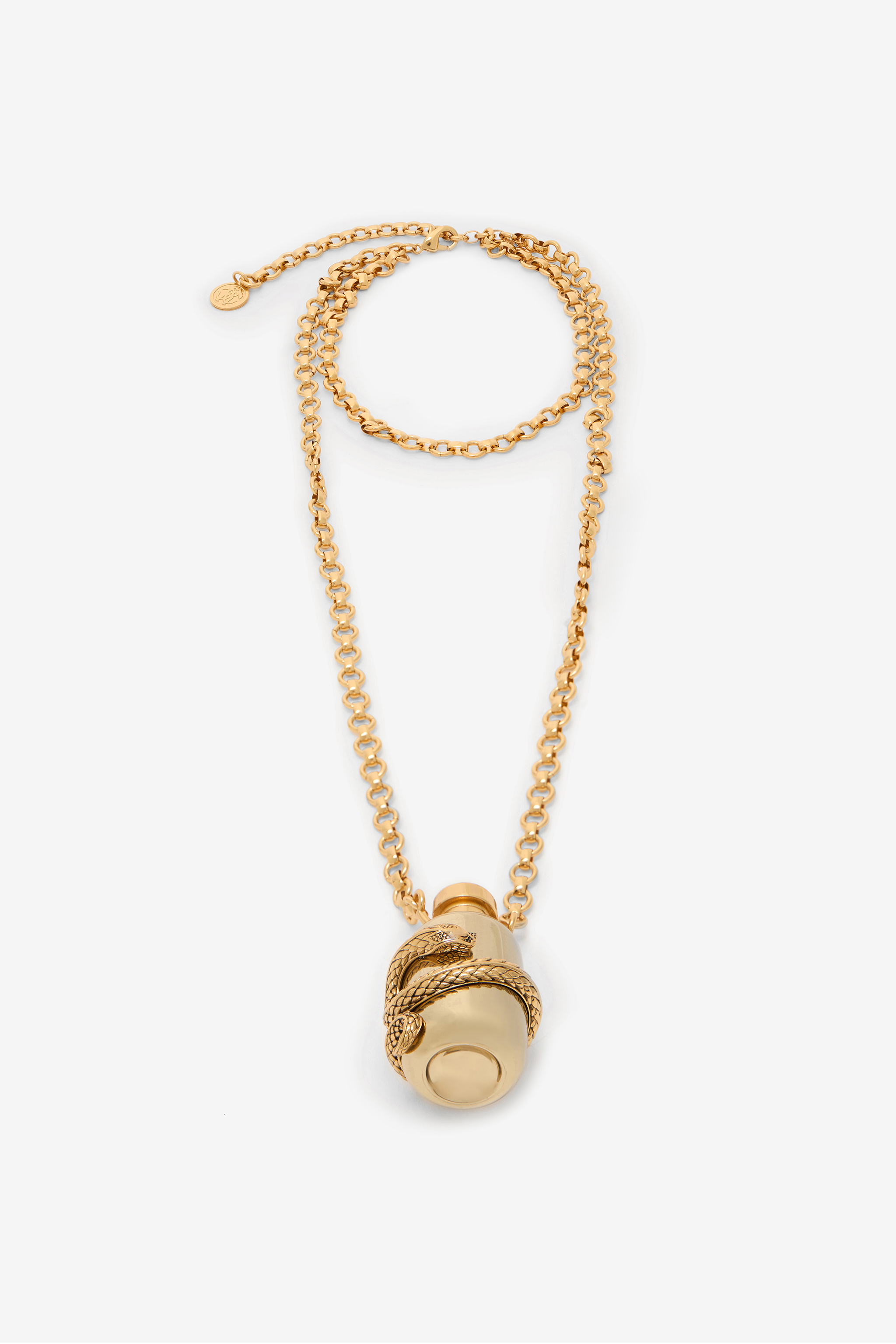 Roberto Cavalli Women's Gold Antiqued Necklace With Pendant And Snake Motif - Fashion Jewelry Old