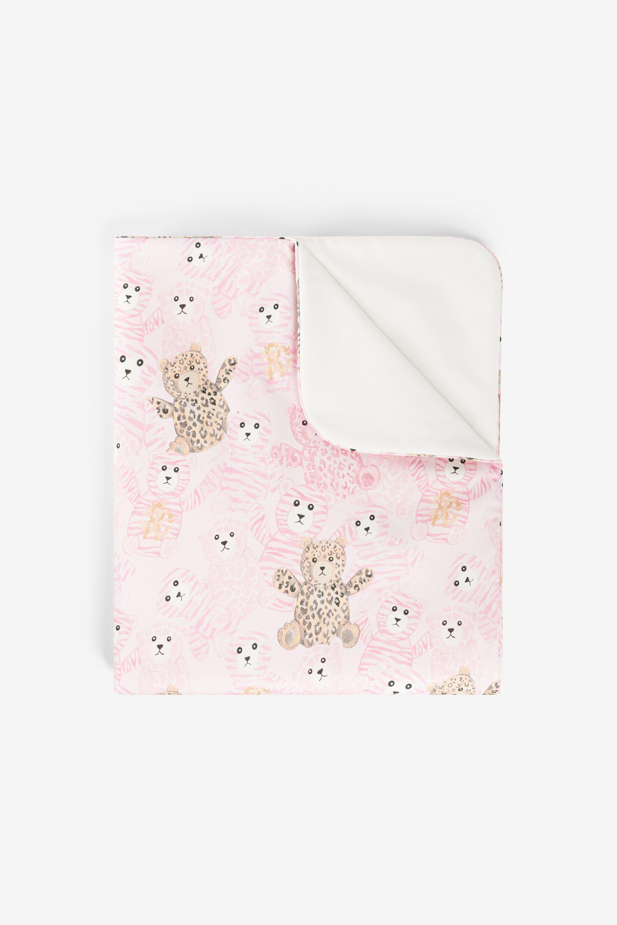 RC Monogram And Teddy Bear-Print Blanket