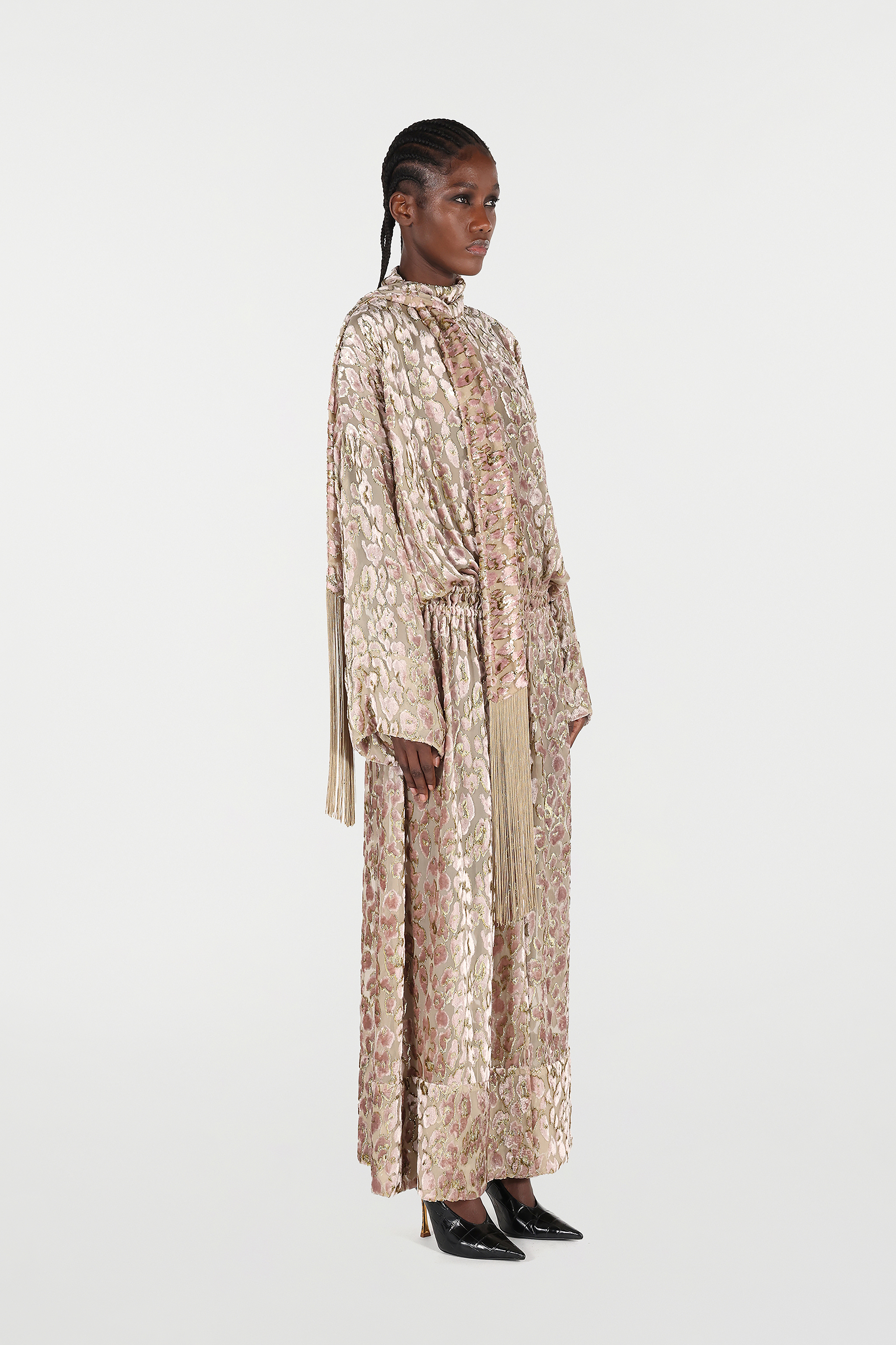 Roberto Cavalli Long Dress With All-over Dappled Pattern - Female  Rosa/oro 40 