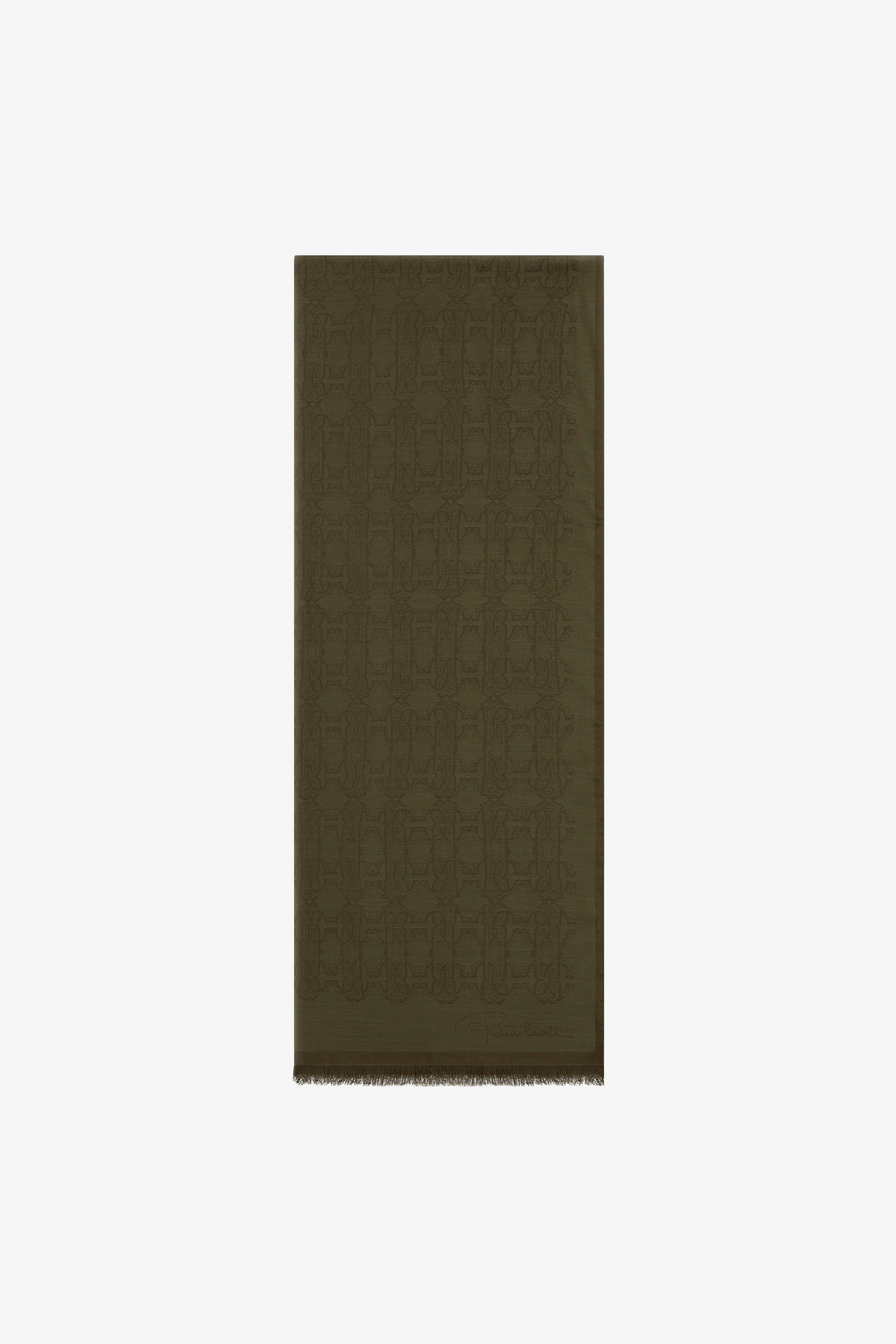 Roberto Cavalli Stole With Rc Monogram Print In Dark Green