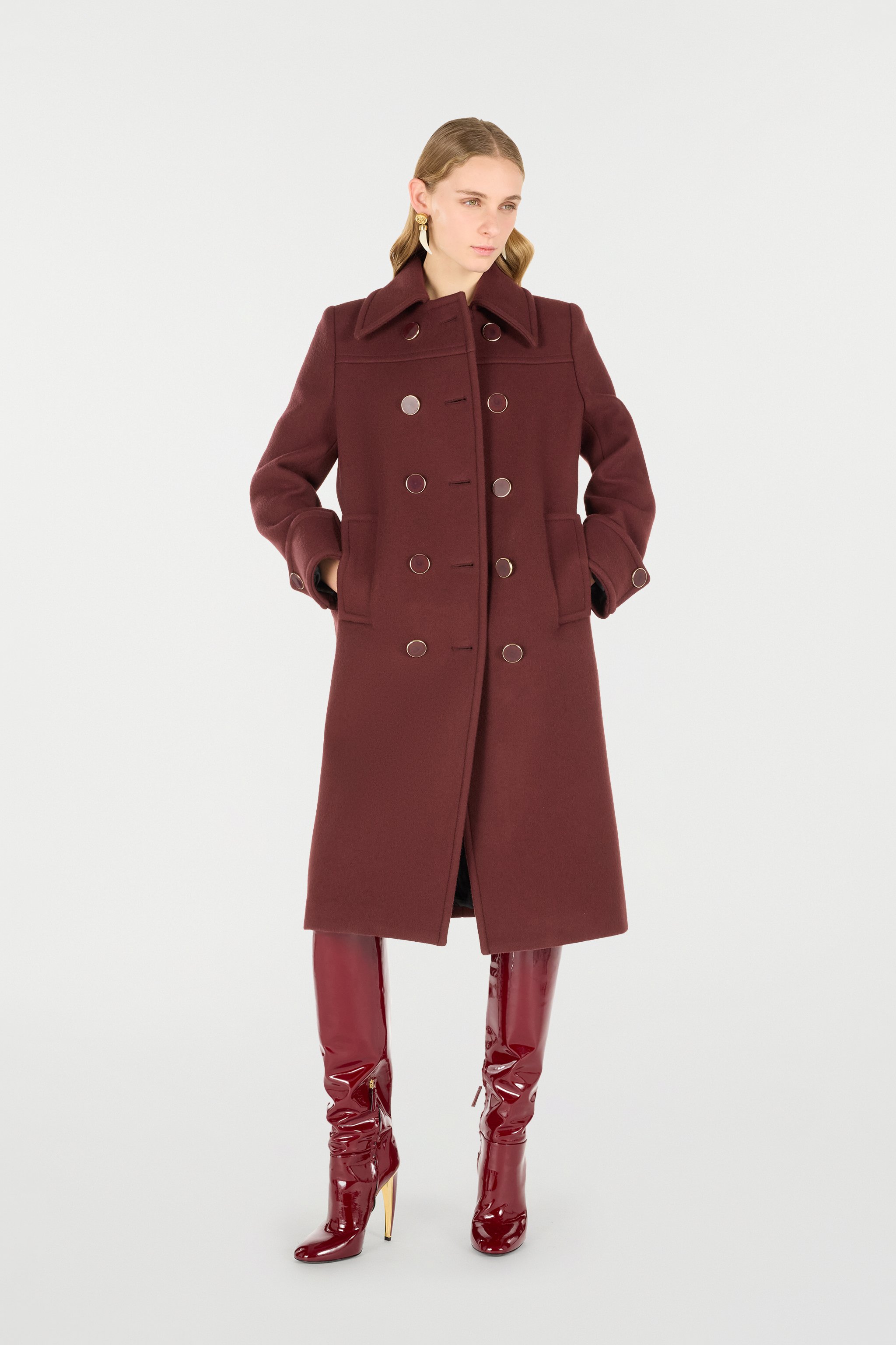 Roberto Cavalli Double-breasted Wool Coat In Purple
