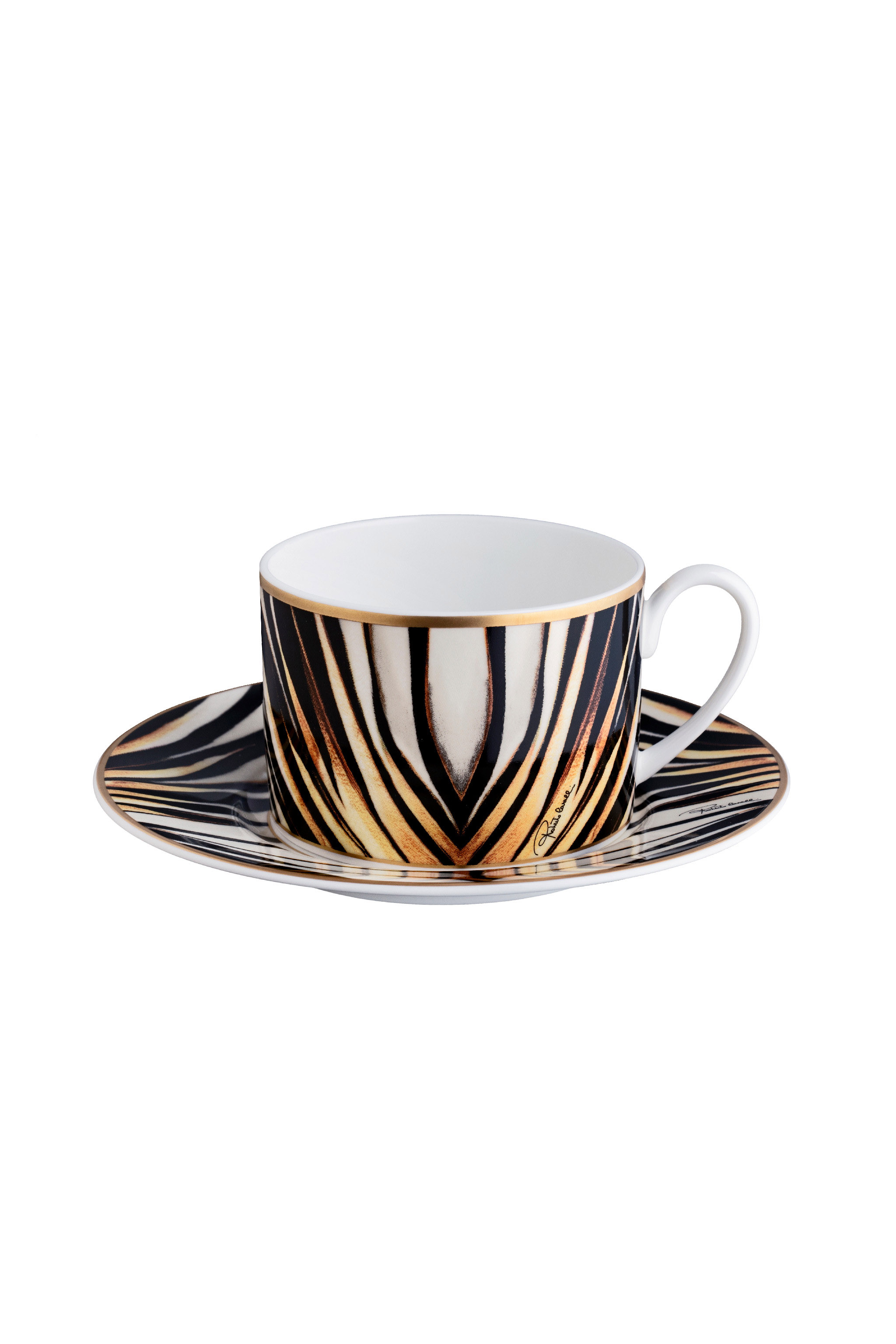 Roberto Cavalli Ray Of Gold2 Tea Cups In Gift Box In Gold