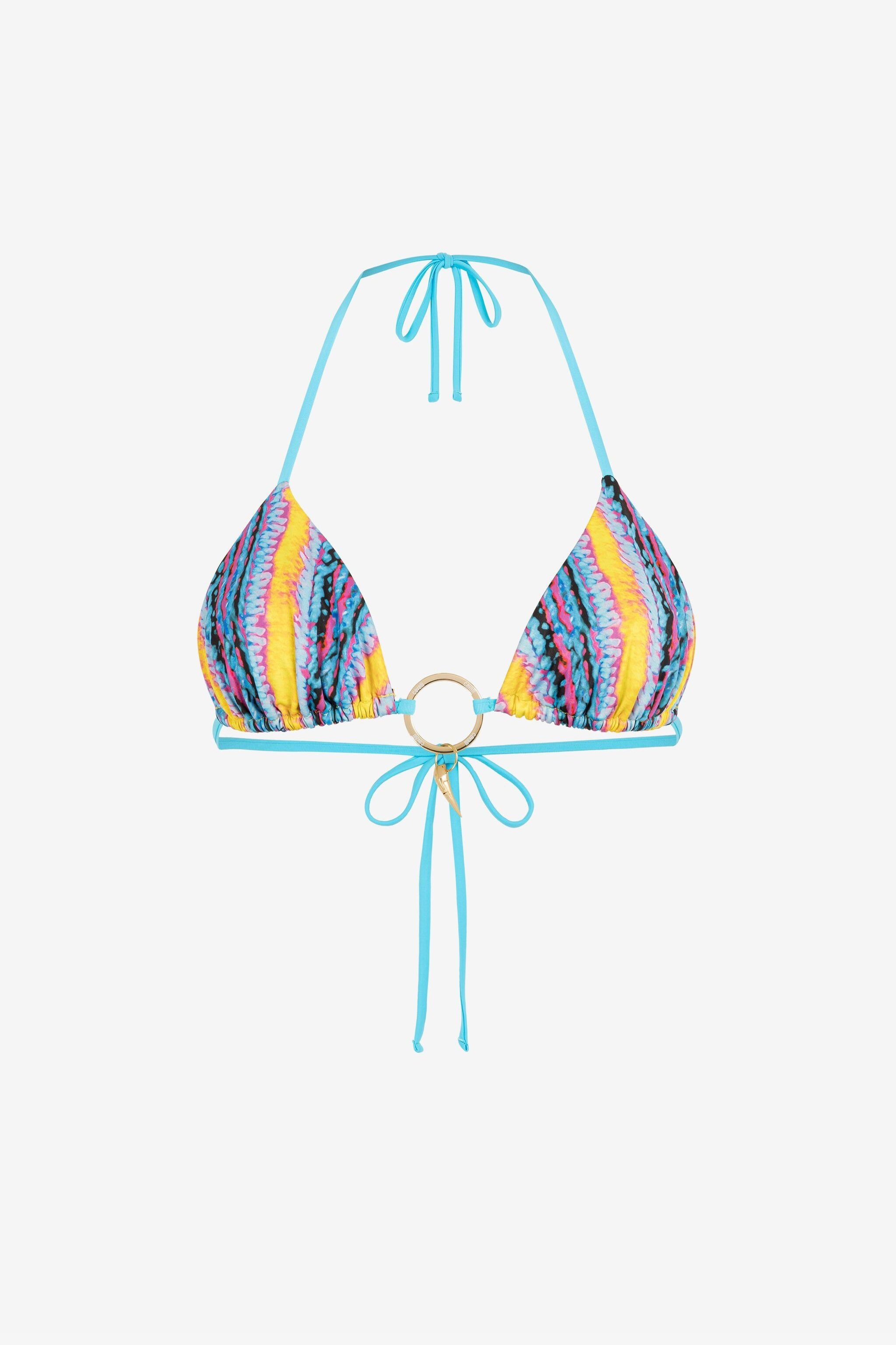 Roberto Cavalli Logo-charm Bikini Top In Multicolor