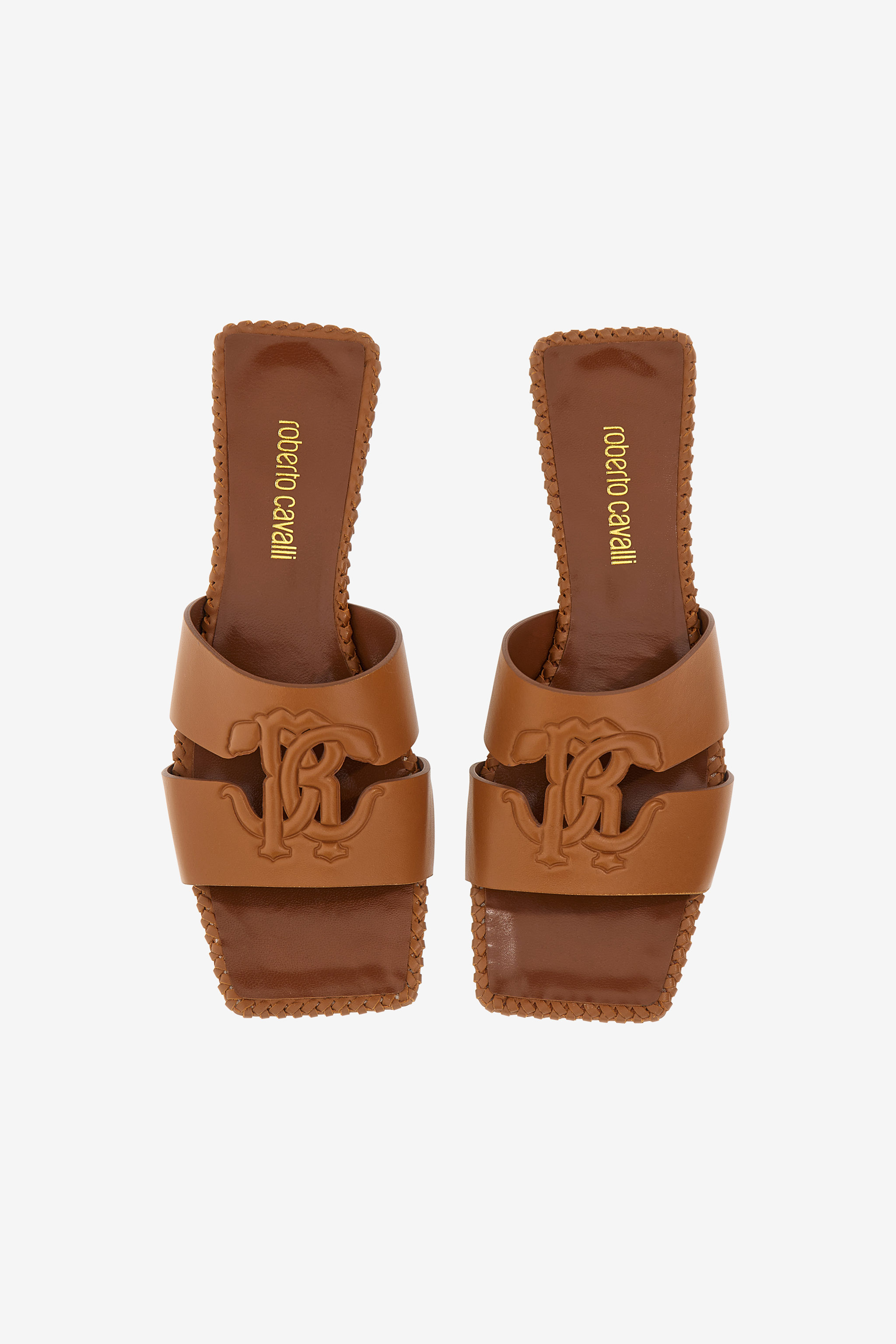 ROBERTO CAVALLI FLAT SANDALS WITH RC LOGO 