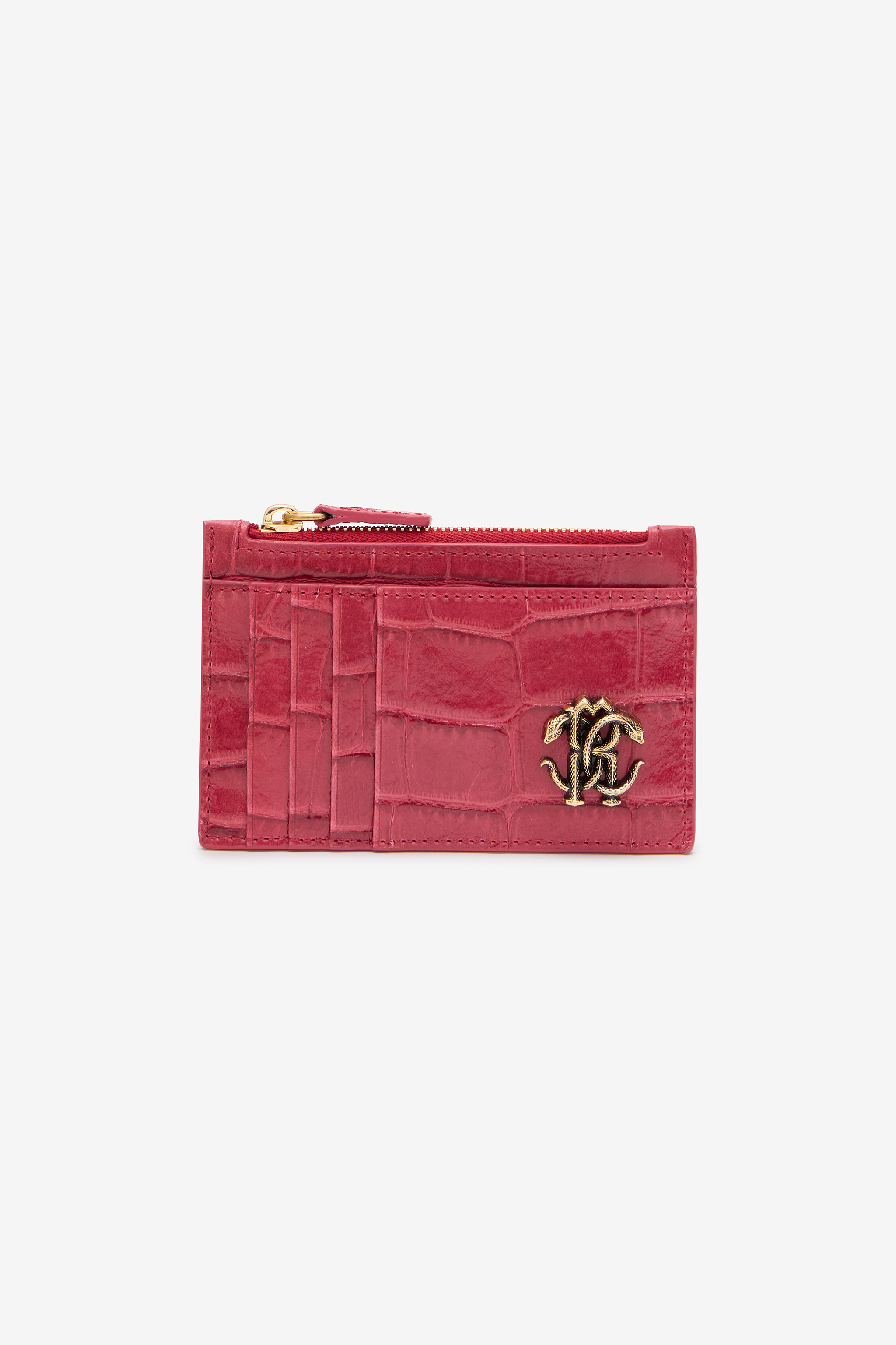 Roberto Cavalli Women's Fuchsia Crocodile-Effect Coin Purse
