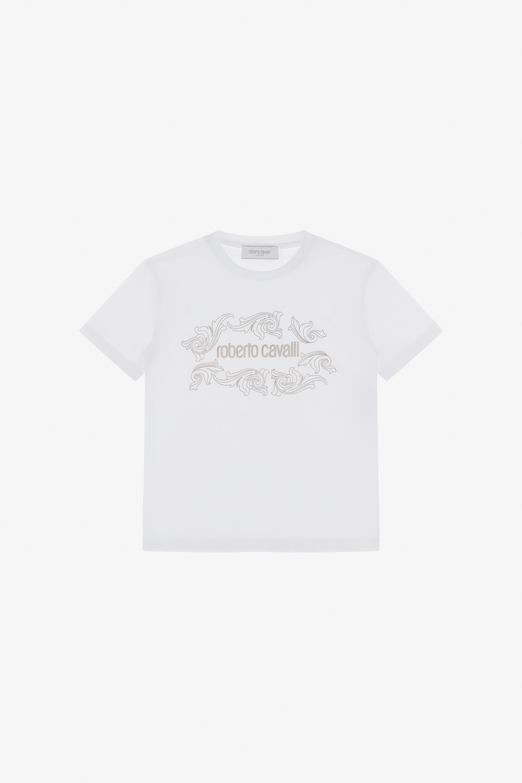 Roberto Cavalli T-shirt With Logo And Decoration In White