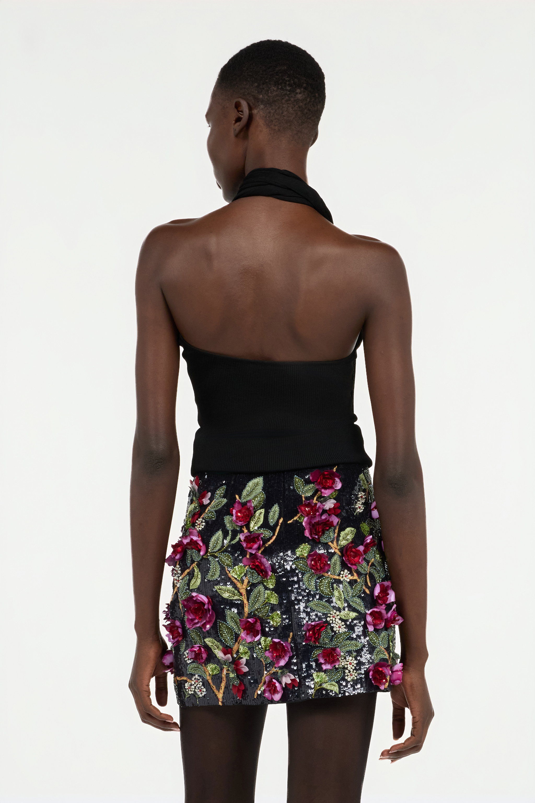 Black Open-Shoulder Knitted Top