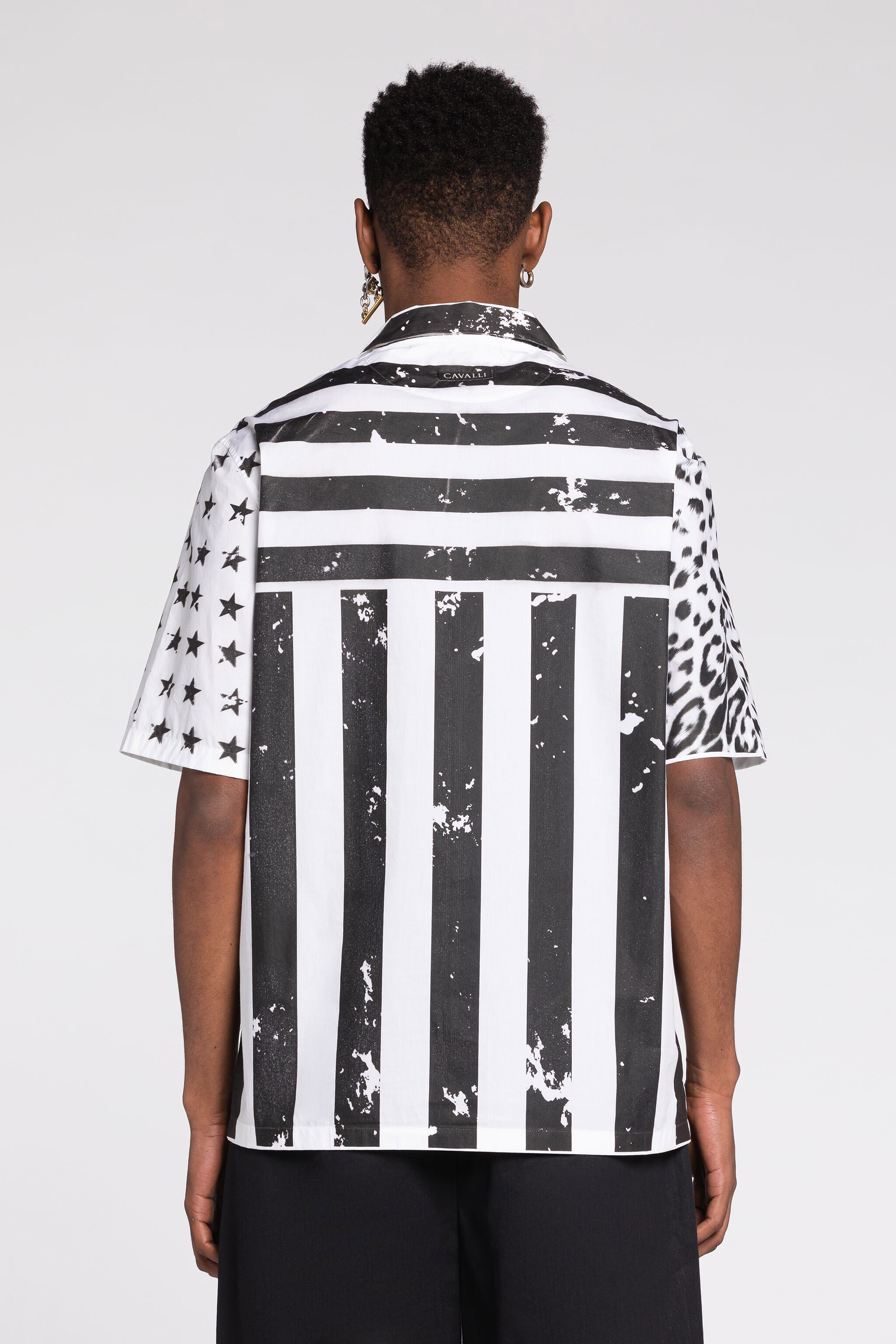 Roberto Cavalli Graphic-print Shirt In Black/white