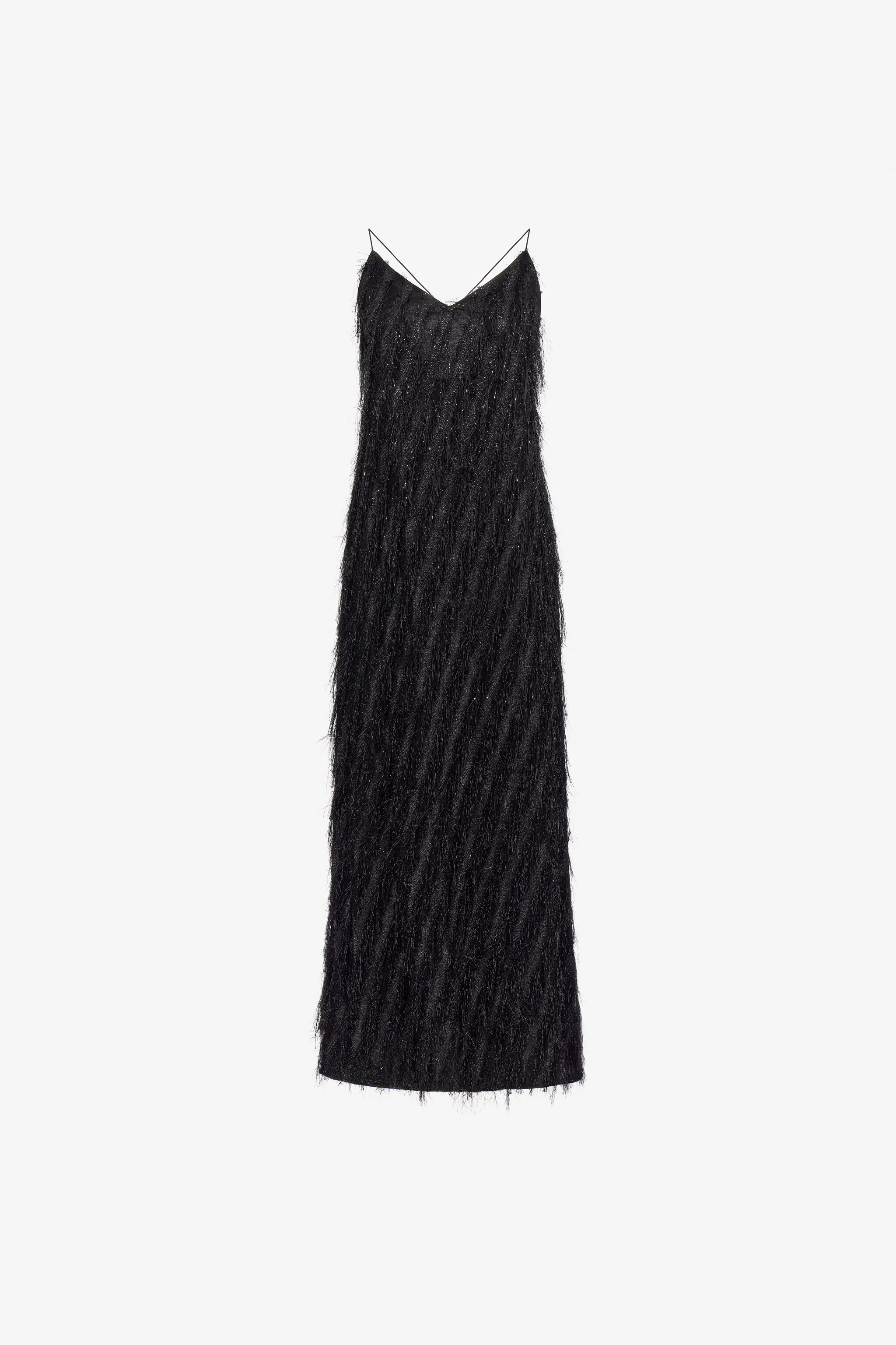 Roberto Cavalli Femme Noire/Noir Robe Maxi À Franges - Robes